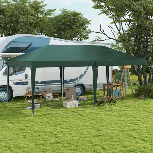 Outsunny 6 x 3 m Pop-Up Gazebo With Steel Frame Green Outdoor Shelter For Garden Parties