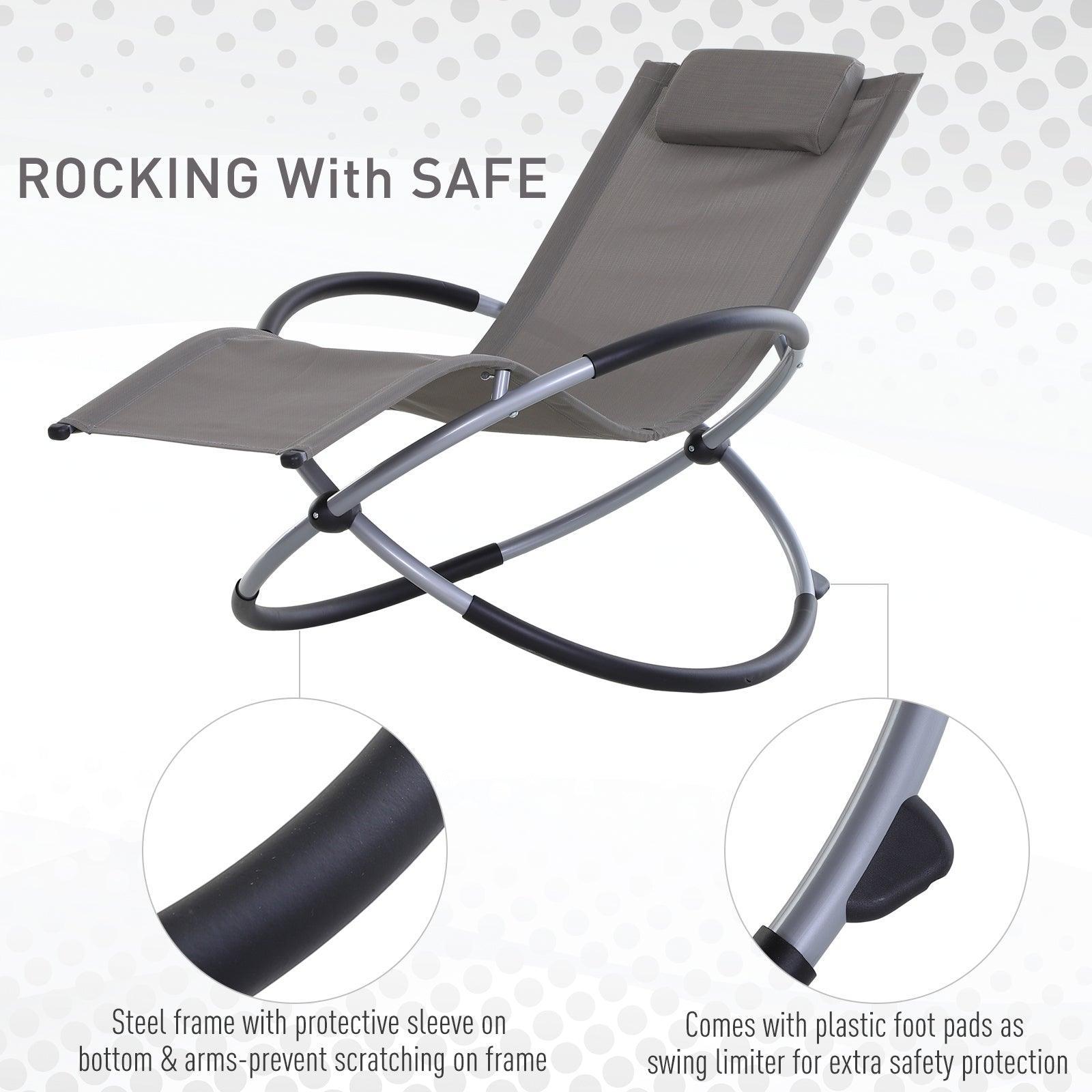 Outsunny Orbital Lounger Rocking Chair - Grey, Zero Gravity - ALL4U RETAILER LTD