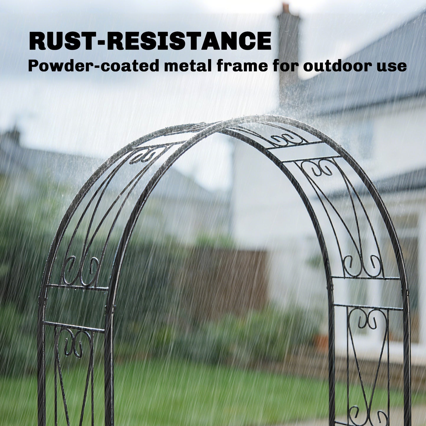 Outsunny Garden Arch Arbour Trellis For Climbing Plants Rose Arch Wedding Garden Decoration 155x40x246 cm Black