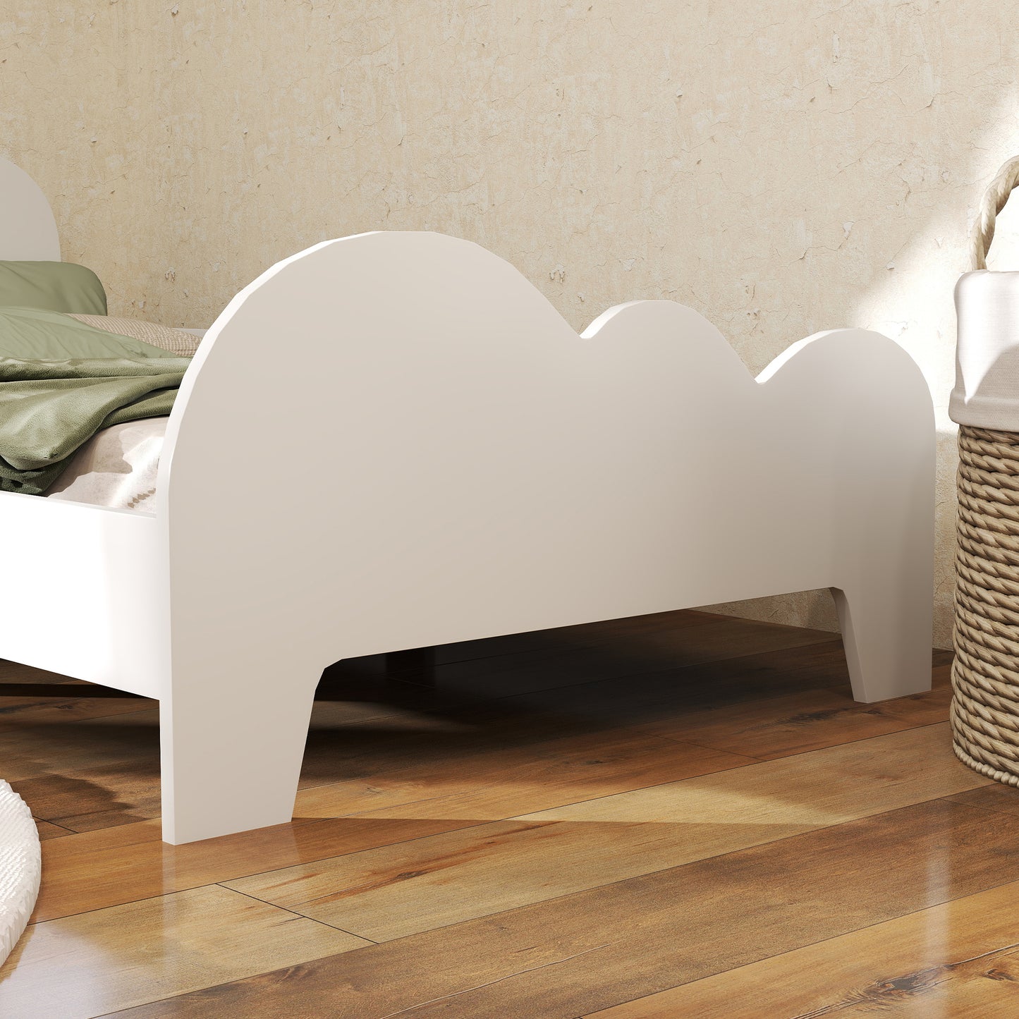 AIYAPLAY Cloud Themed Toddler Bed Frame With Safety Rails And Low Height For Easy Transition For Kids
