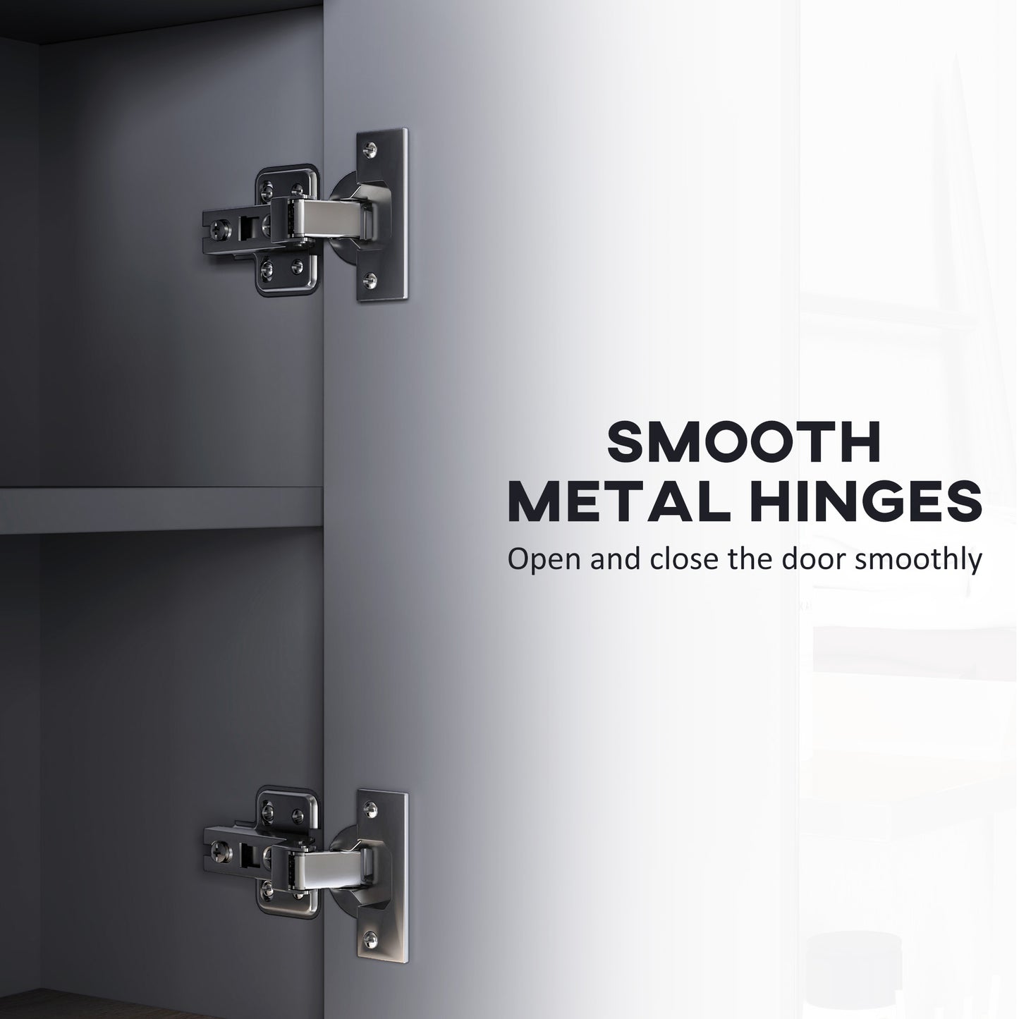 HOMCOM Wall Mounted Bathroom Mirror Cabinet With 3 Doors And Cupboards In Grey Modern Bathroom Storage Organizer