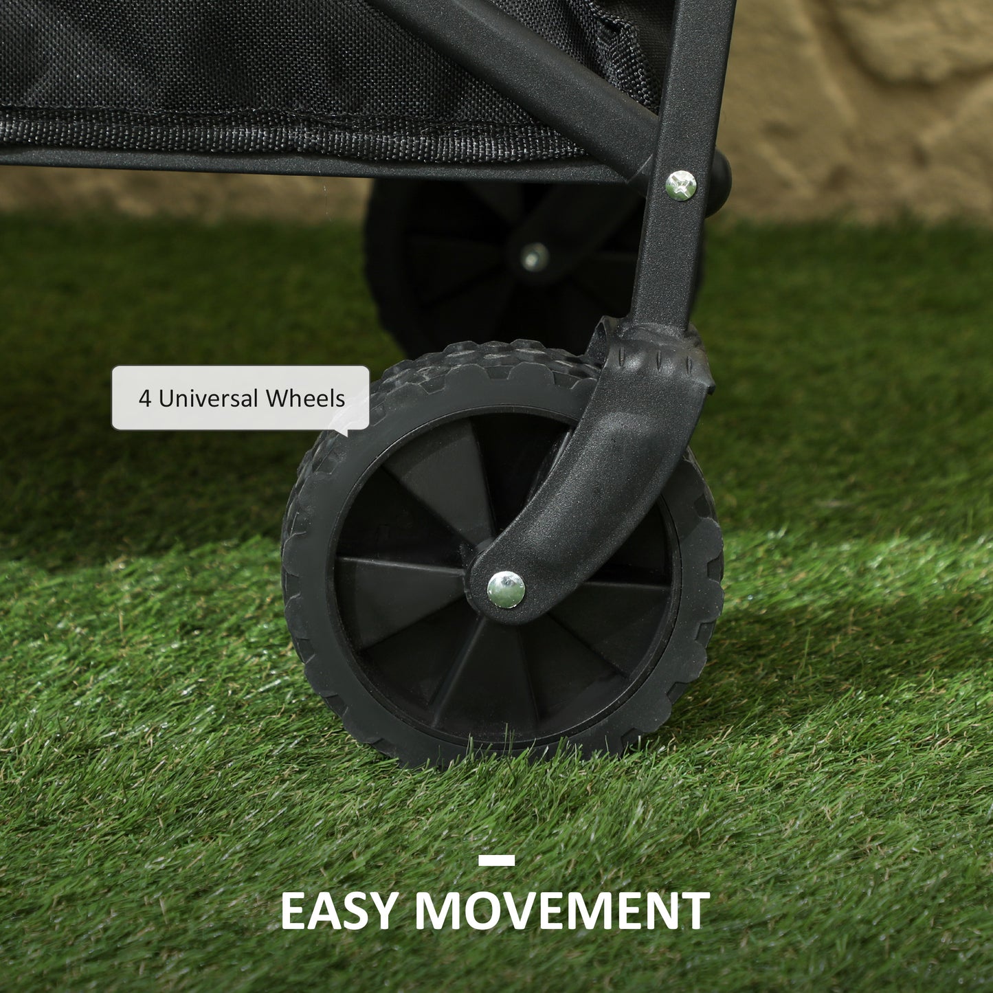 Outsunny 62L Festival Trolley On Wheels Beach Cart 120 Kg Heavy Duty Collapsible Wagon With Adjustable Handle Black