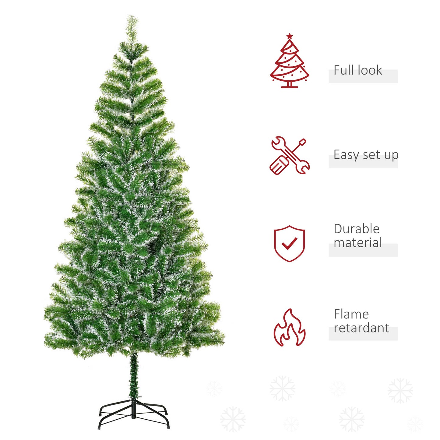 HOMCOM 2.1M Faux Pine Christmas Tree with Sturdy Metal Base - ALL4U RETAILER LTD