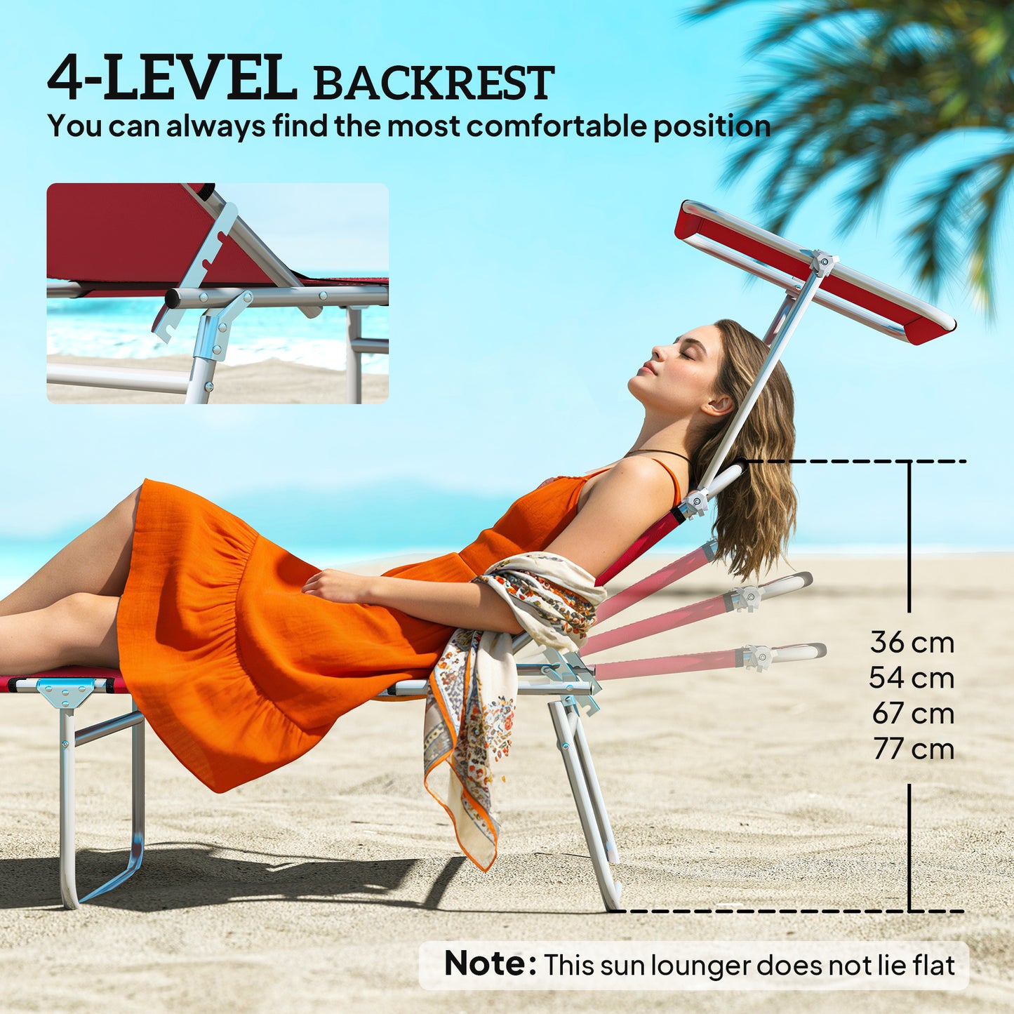 Outsunny Outdoor Foldable Sun Lounger Set Of 2 With Removable Canopy And 4 Level Adjustable Backrests