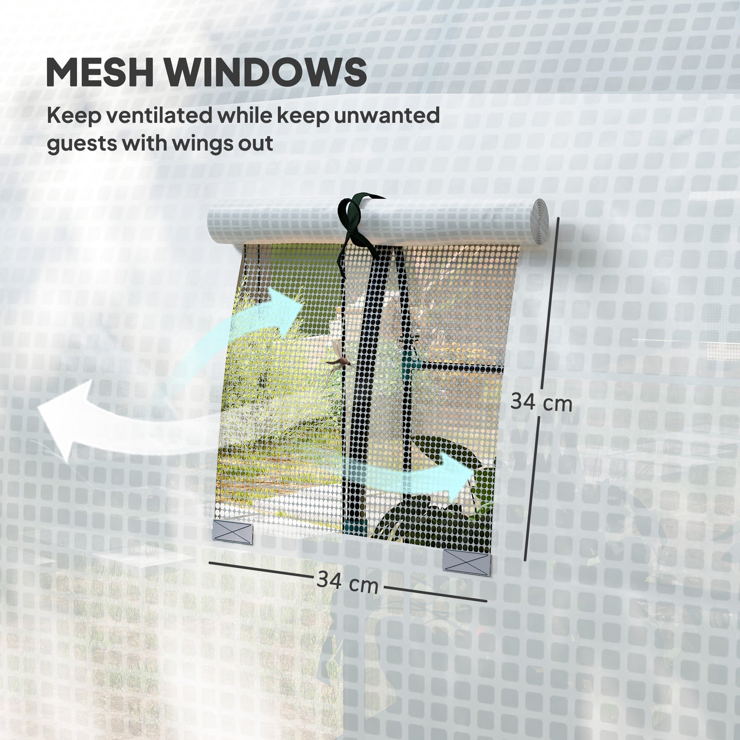 Outsunny 180 x 180cm Walk In Polytunnel Greenhouse White With Zipped Door And Mesh Windows