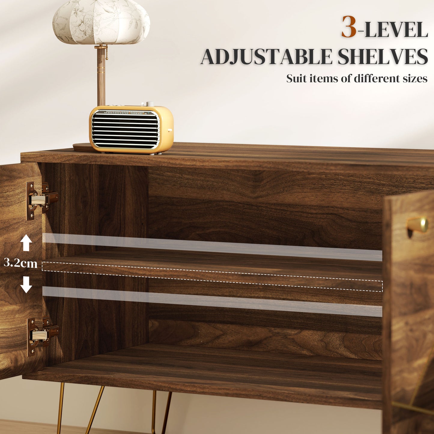 HOMCOM TV Stand Cabinet For Up To 60 Inch TV Modern 130cm Unit With Adjustable Shelves And Hairpin Legs Brown