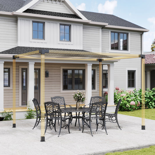 Outsunny Pergola Brackets Kit Diy 3 Way Corner Brackets And 4x4 Post Base For Lumber 8 Pieces With Screws