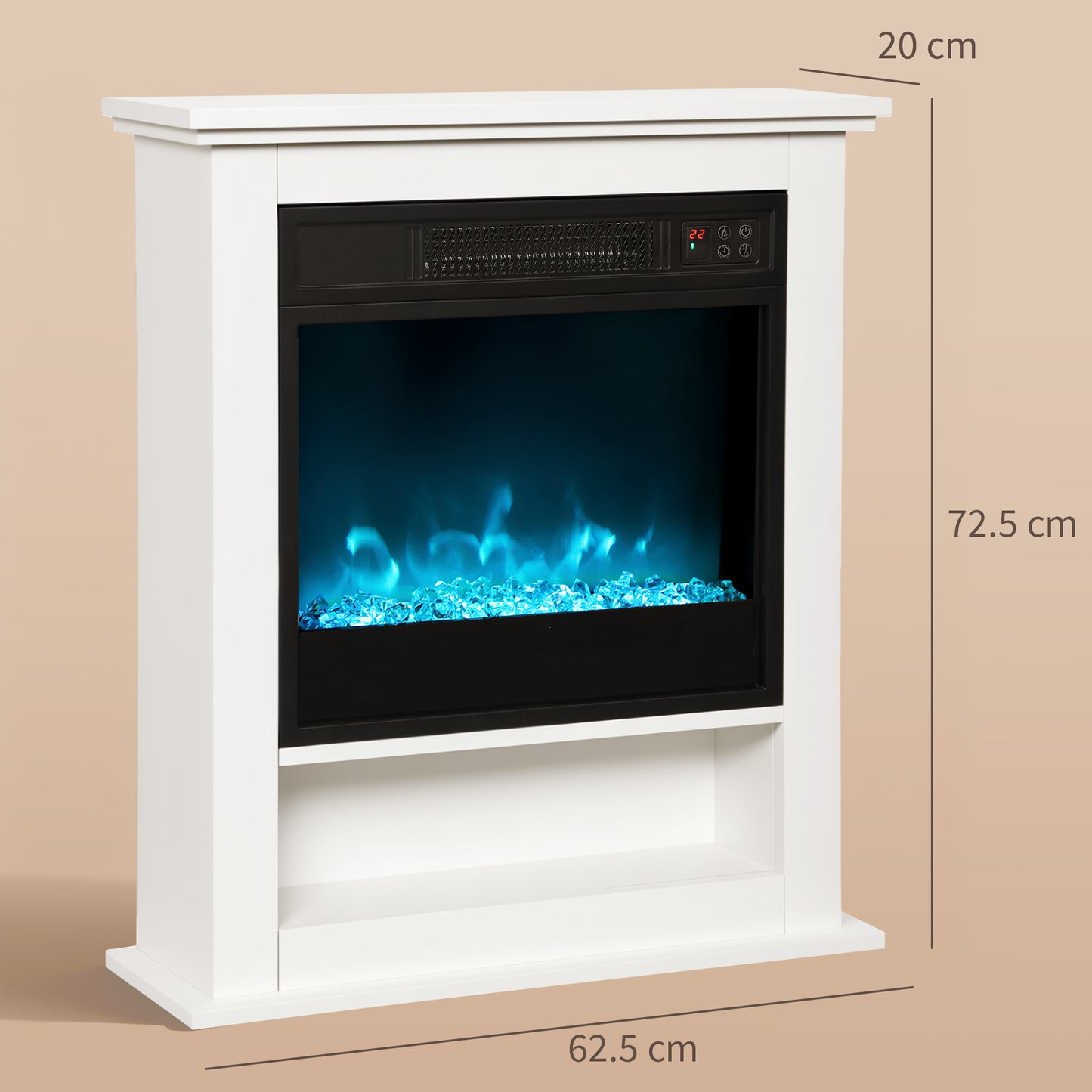 HOMCOM 1800W Adjustable Faux Flame Electric Fireplace White With Realistic Flames And Nine Color Settings 6142 BTU