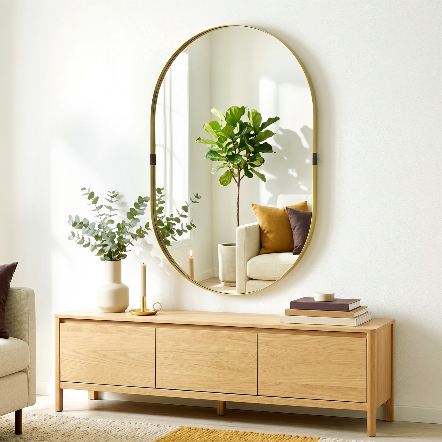 HOMCOM Wall Mirror With Elevated Aluminium Frame Gold Tone 60 X 90 cm Runway Style For Bathroom Hallway And Living Room