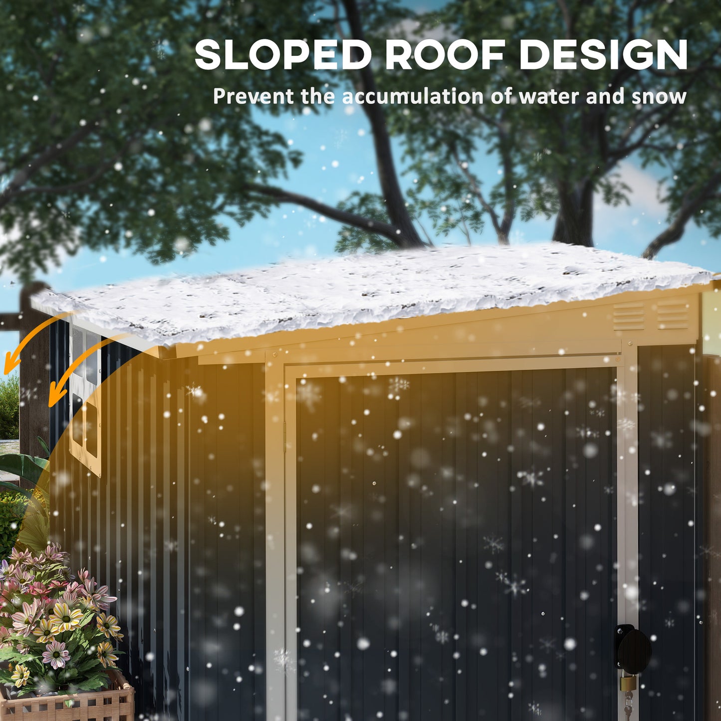 Outsunny 4 x 6 Ft Garden Metal Shed Outdoor Storage Shed With Window 2 Vents And Lockable Door Dark Grey
