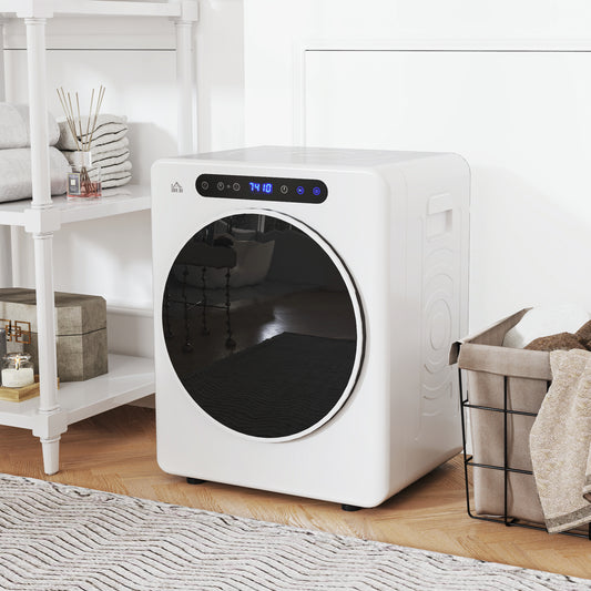 HOMCOM 4kg Compact Tumble Dryer 1000W With Adjustable 40 to 60 Celsius Drying Temperature White