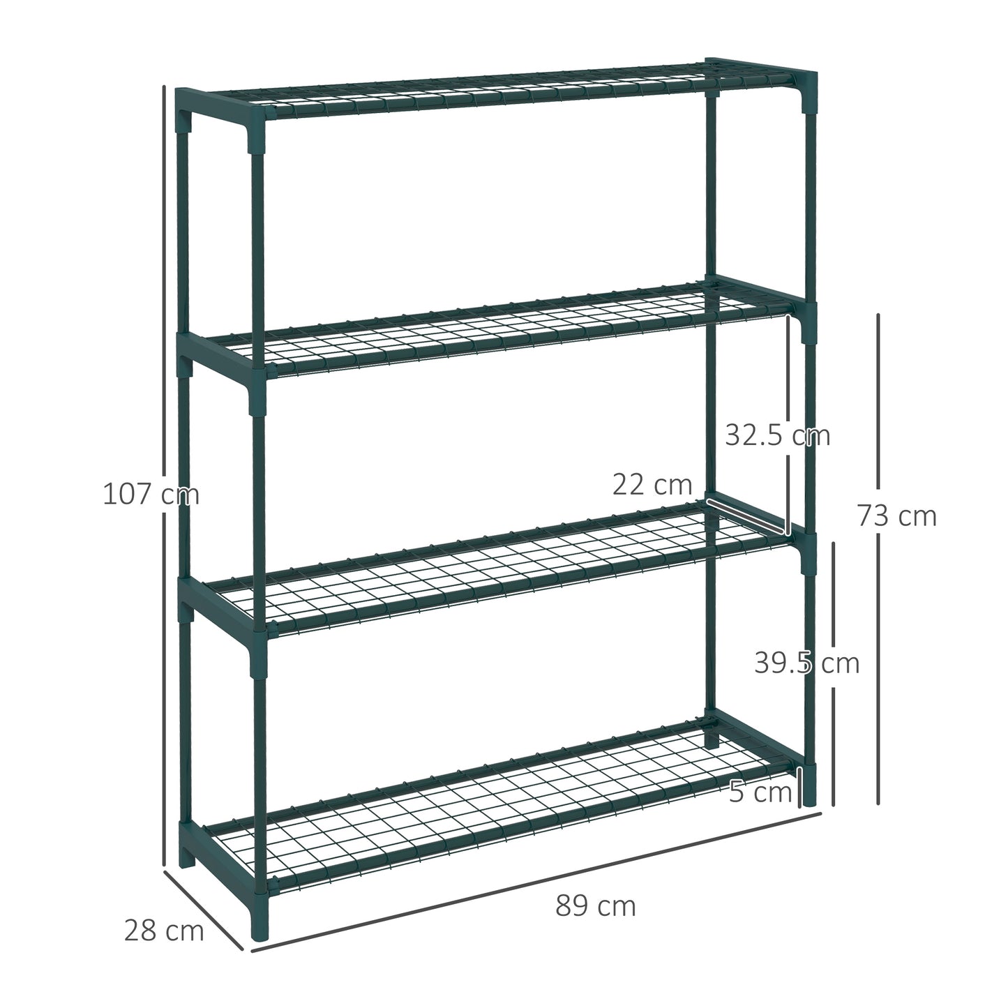 Outsunny Black Steel Four-Tier Plant Display Shelf