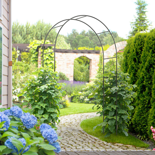 Outsunny Outdoor Garden Arch Metal Arbor For Climbing Plants Roses Vines Wedding Arch Outdoor 140L X 40W X 240H Cm Black