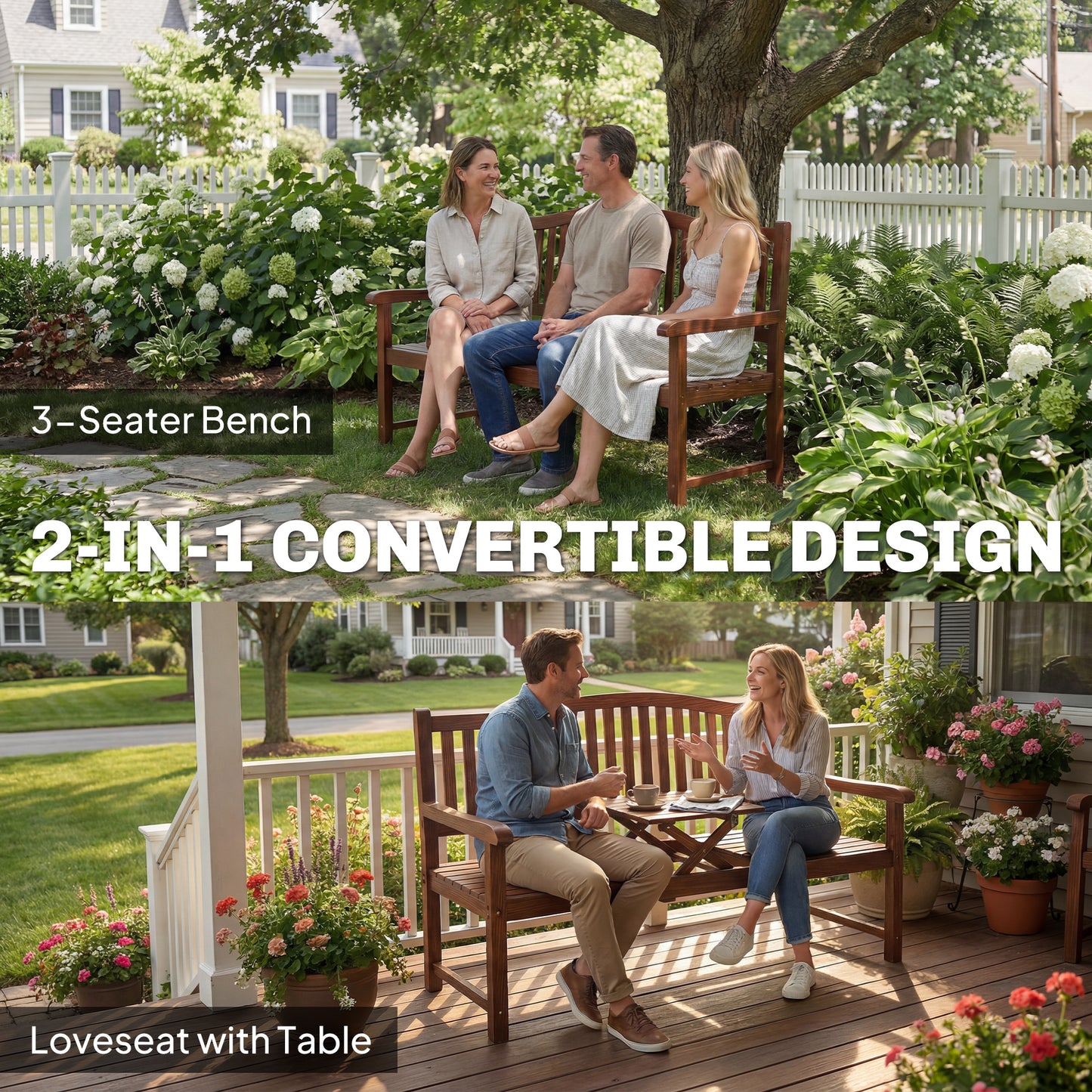 Outsunny Garden Loveseat Bench Two To Three Seater Outdoor Bench With Liftable Table Waterproof Cover Light Brown