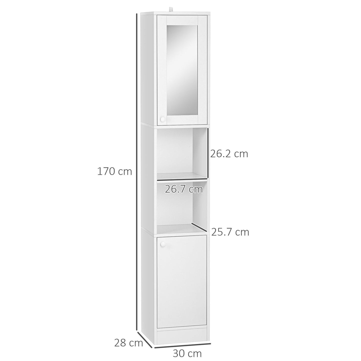 Kleankin Tall Bathroom Storage Cabinet - Freestanding Floor Cabinet - ALL4U RETAILER LTD