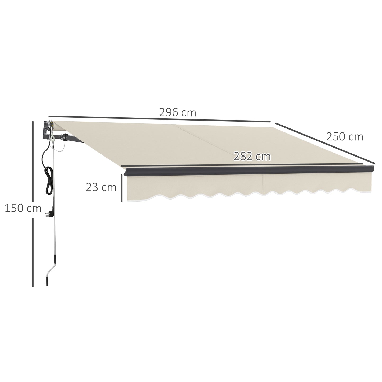 Outsunny 2.5m x 3m Electric and Manual Awning with Remote Beige for Sun Protection Above Doors and Windows