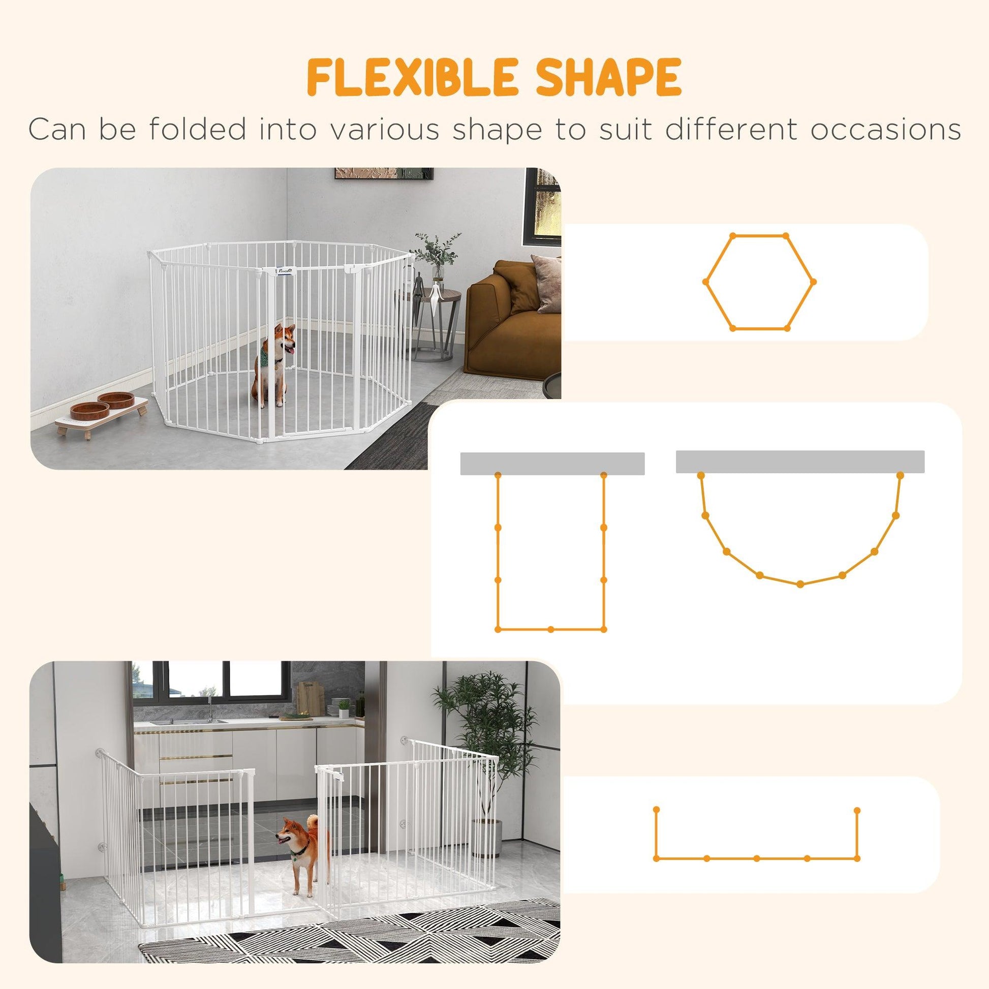 PawHut 2-In-1 Dog Pen & Safety Gate, 8 Panel Playpen w/ Double-locking Door - ALL4U RETAILER LTD