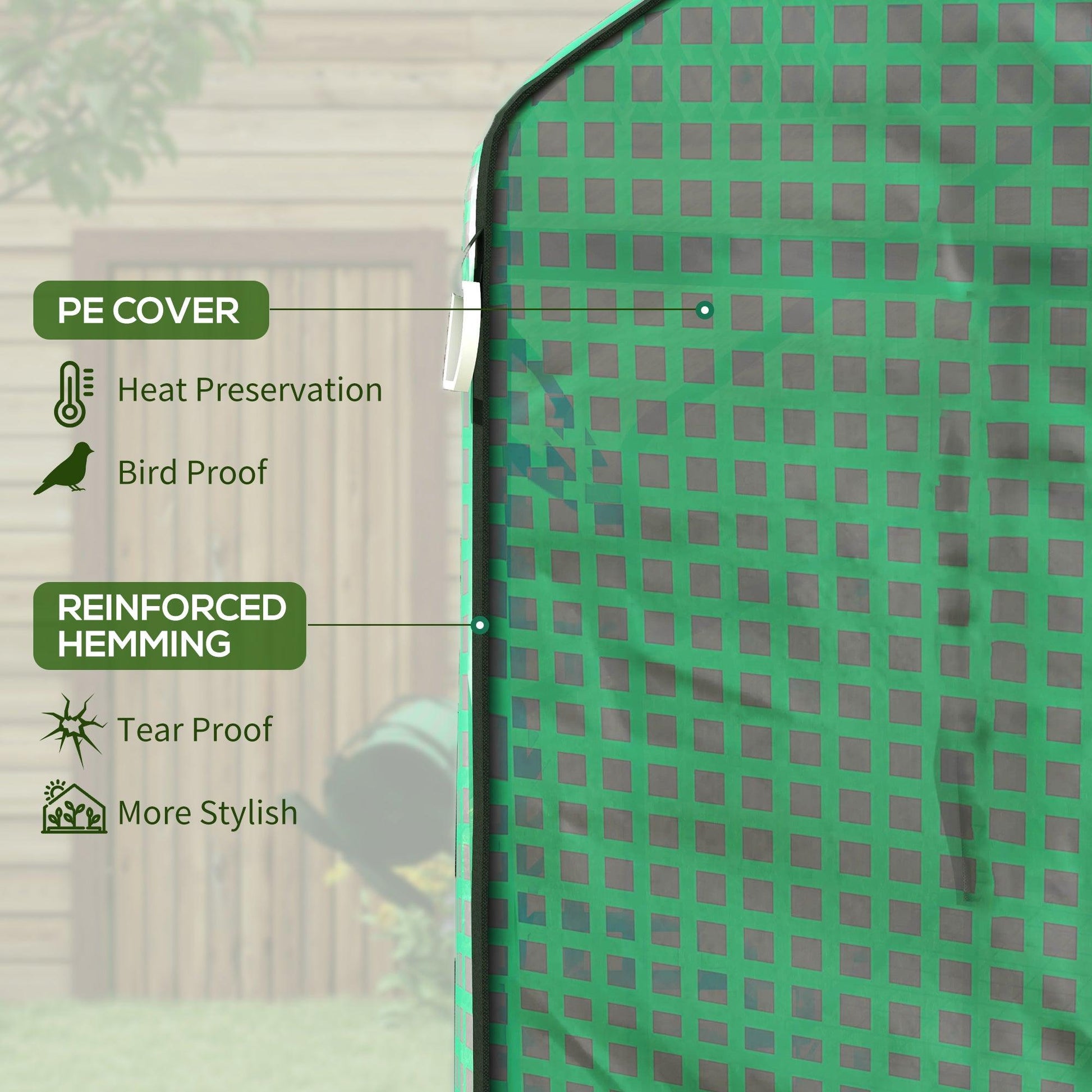 Outsunny Greenhouse Cover Replacement Walk-in PE Hot House Cover with Roll-up Door and Windows, 140 x 143 x 190cm, Green - ALL4U RETAILER LTD