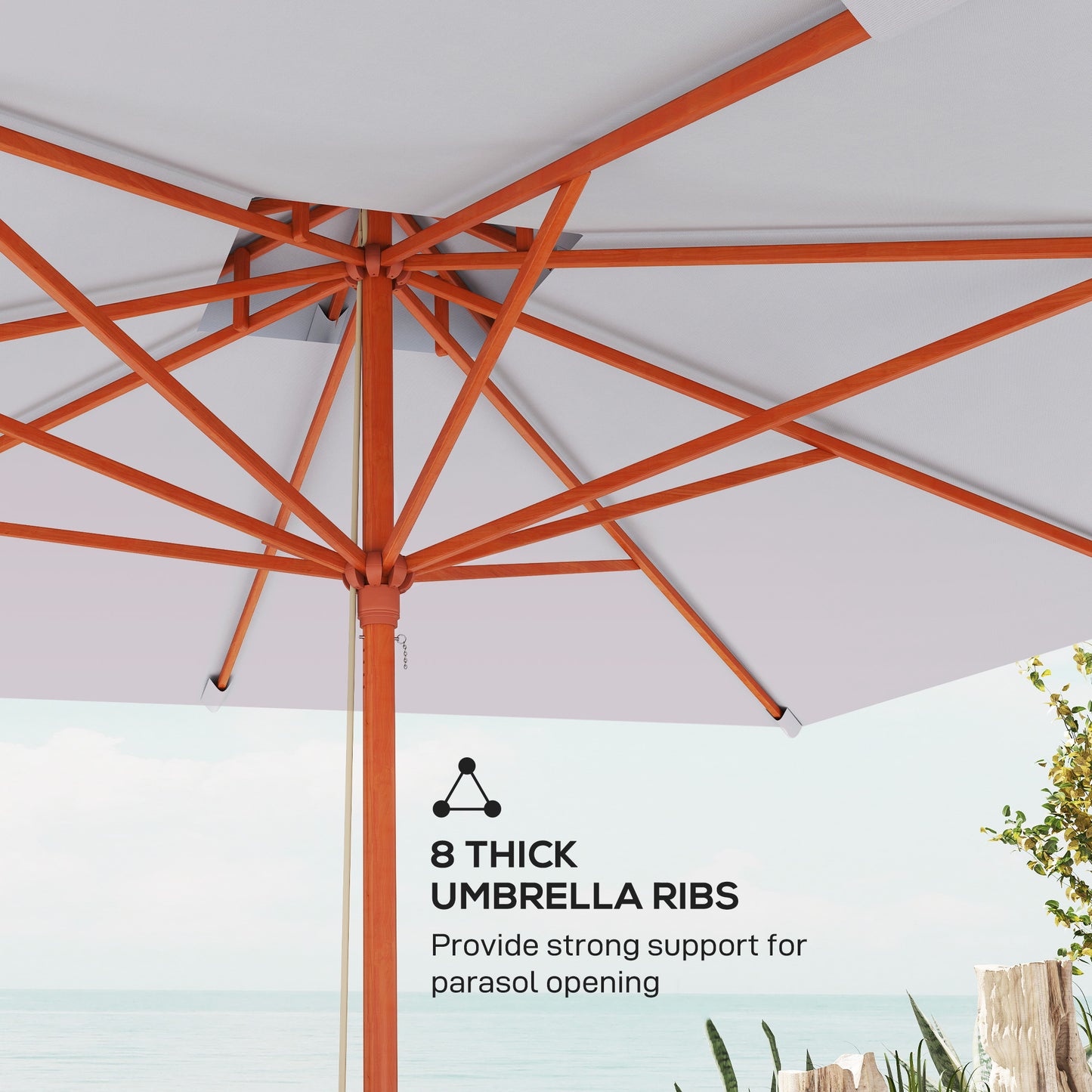 Outsunny 3 x 3m Garden Parasol with Double Tier Canopy UV Resistant Patio Umbrella for Sun Shade Outdoor Dining Grey