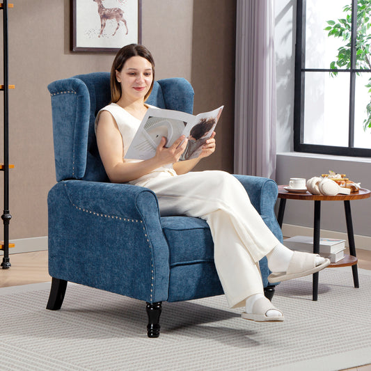 HOMCOM 150 Degree Reclining Vintage Armchair With Footrest In Royal Blue Tufted Back Lounger