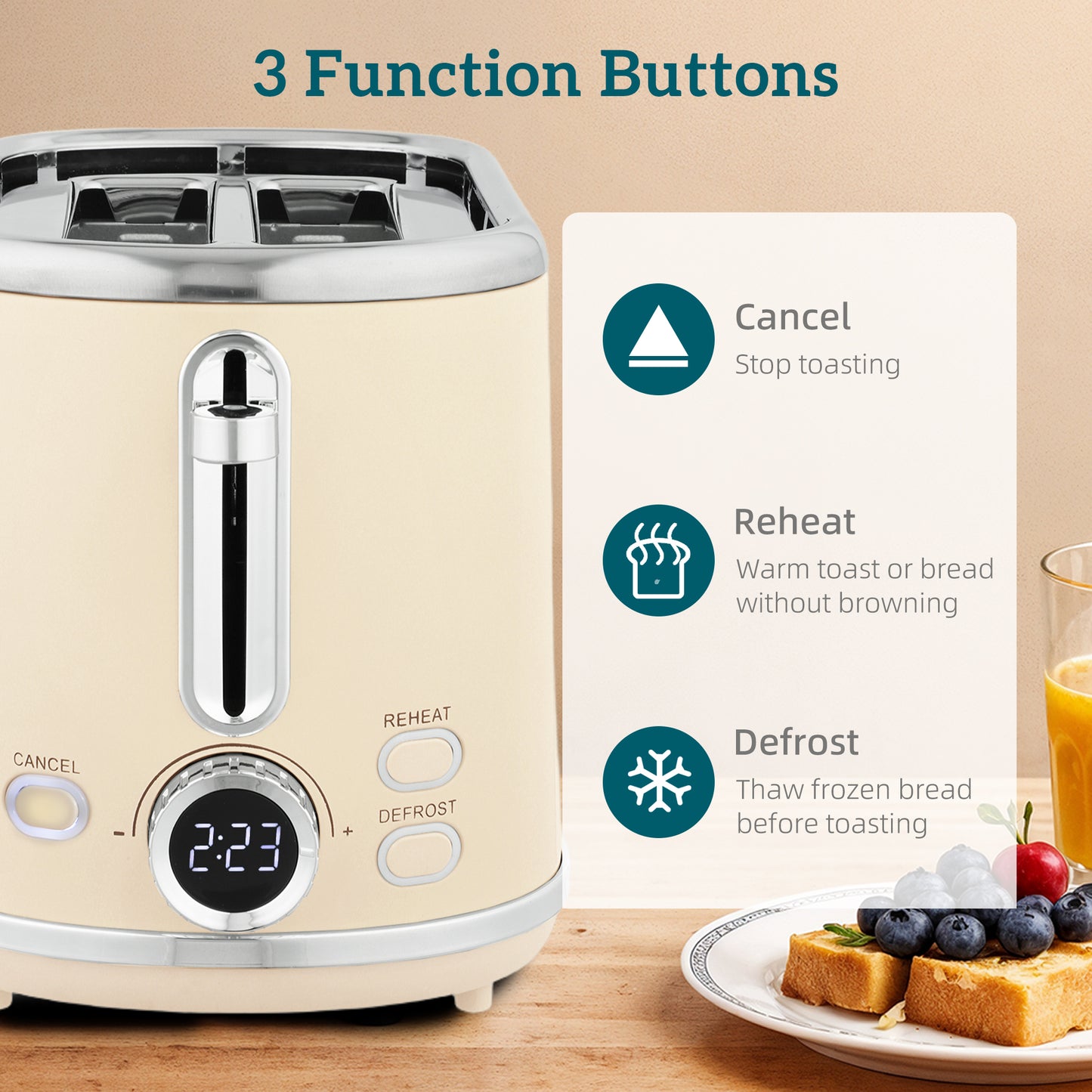 HOMCOM Polished Retro Kettle And Toaster Set Cream With 40-100 Celsius Temperature Control And Memory Function