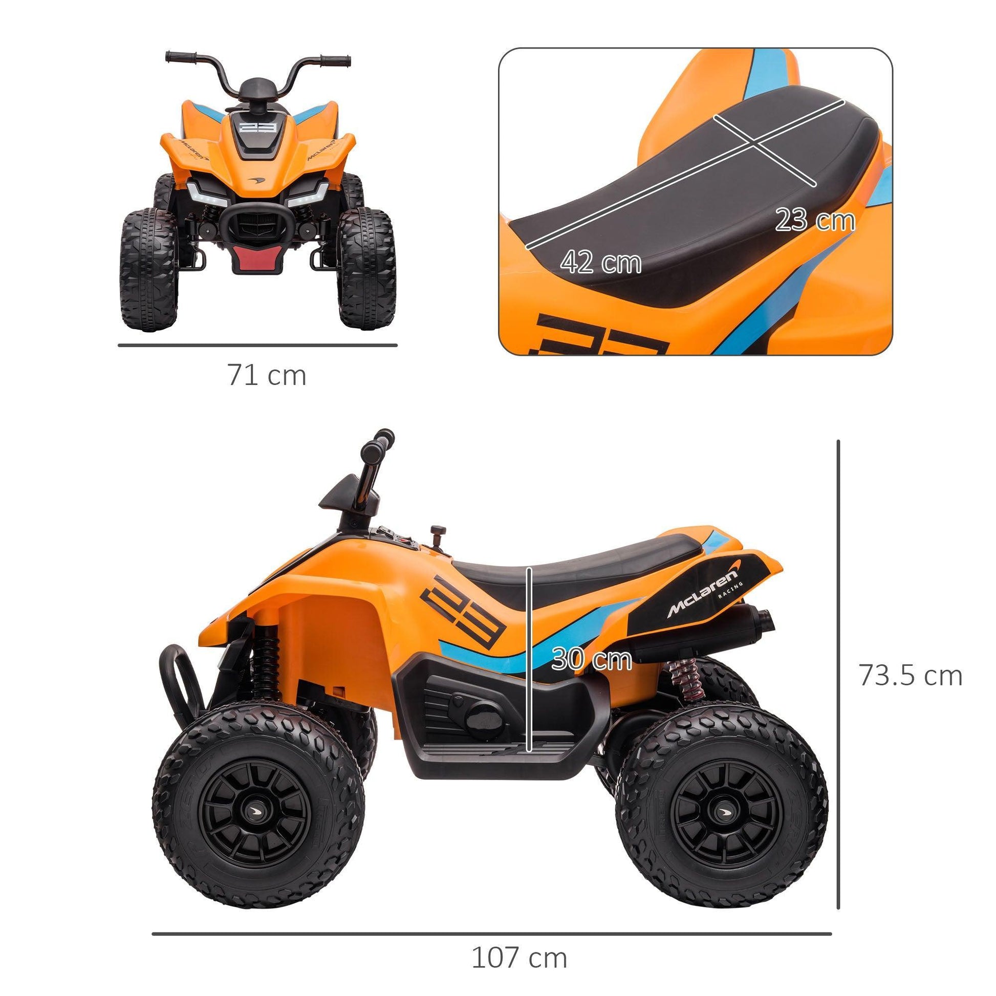 HOMCOM McLaren 12V Quad Bike - Orange Joy Ride - ALL4U RETAILER LTD