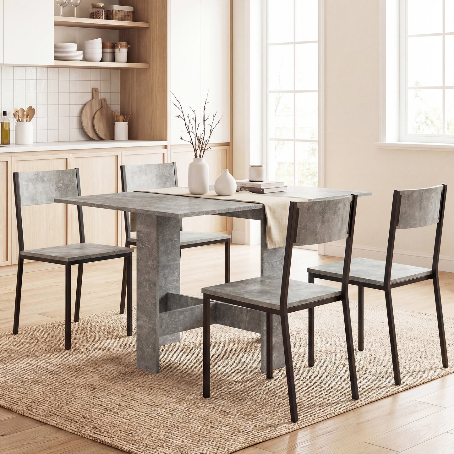 HOMCOM Folding Dining Table Space Saving Drop Leaf Kitchen Table For 4 To 6 People Grey