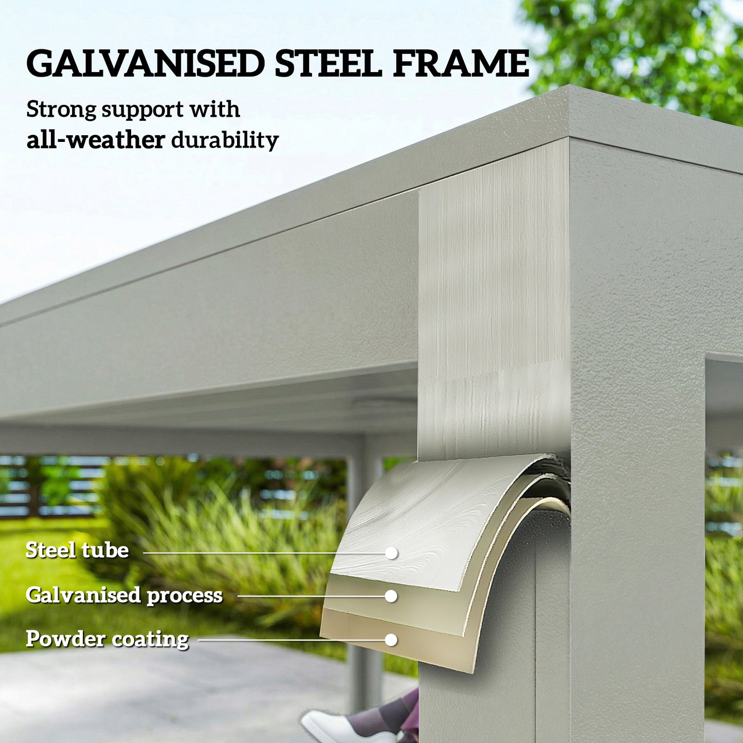 Outsunny 7 Piece Outdoor Dining Table And Chairs Set With 6 Stackable Chairs Umbrella Hole Light Grey