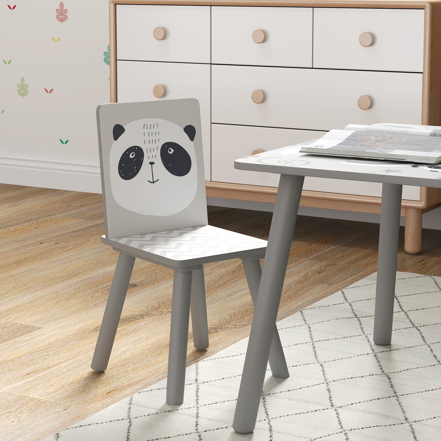 Zonekiz Kids Table And Chair Set For Ages 3 To 8 Grey Toddler Table With 2 Chairs