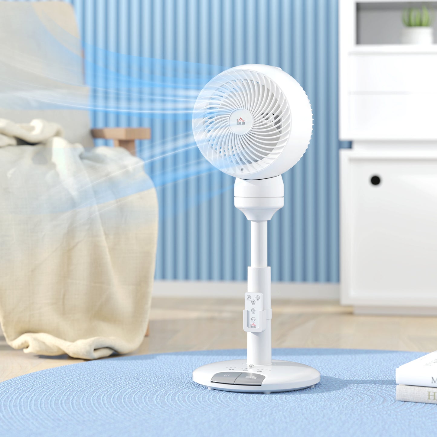HOMCOM 9 Inch Air Circulator Fan Remote 3 Speeds 3 Modes 70 Degree Oscillation 90 Degree Tilt For Home Office White