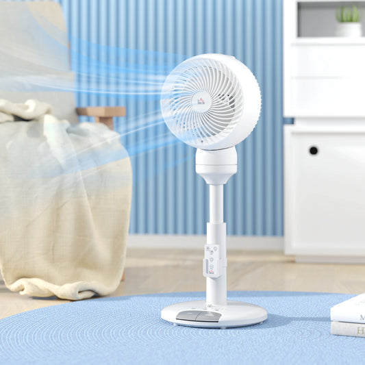 HOMCOM 9 Inch Air Circulator Fan Remote 3 Speeds 3 Modes 70 Degree Oscillation 90 Degree Tilt For Home Office White