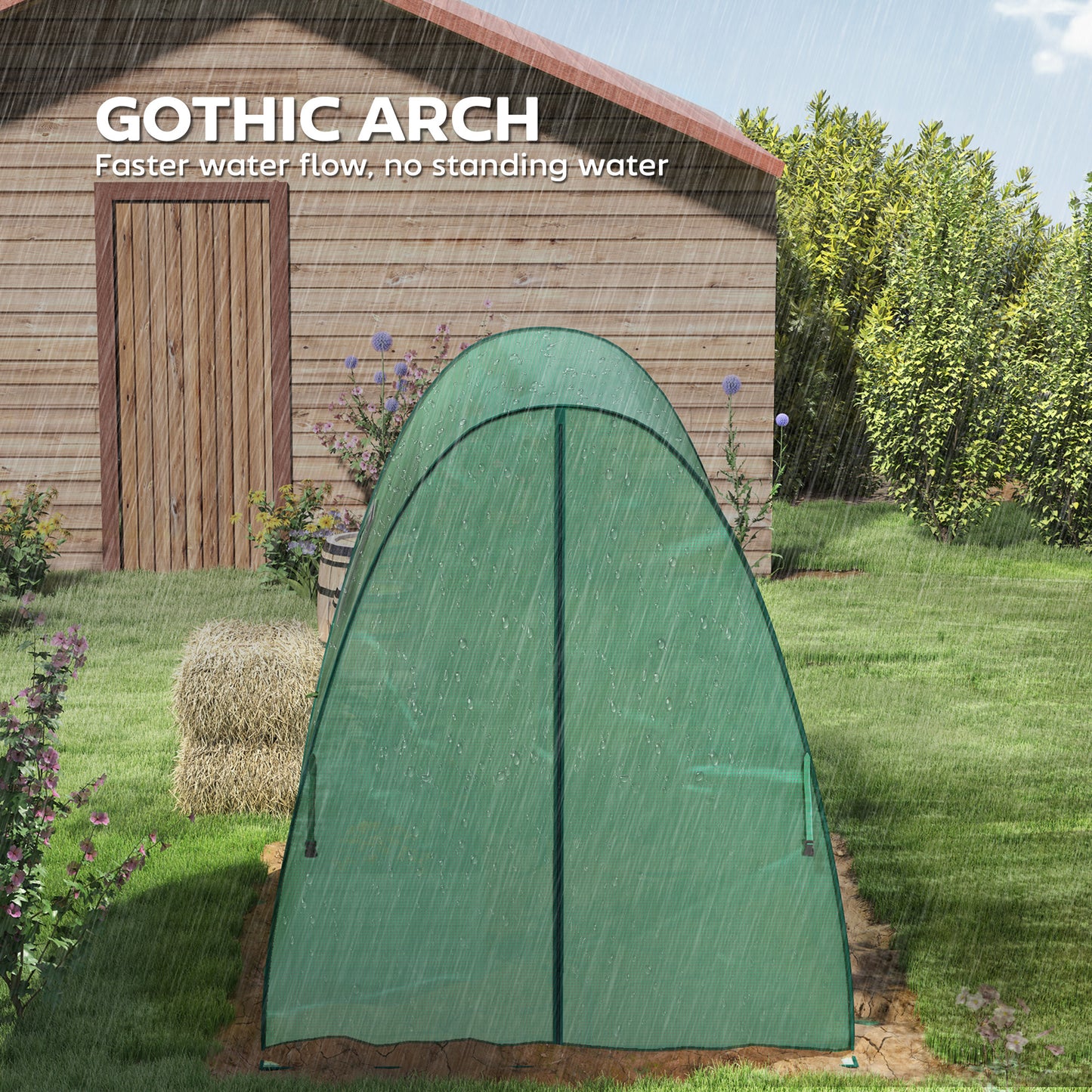 Outsunny Polytunnel Greenhouse 1.8m By 1.8m By 2m Walk In With 2 Doors Screen Windows Sandbag Weights Green
