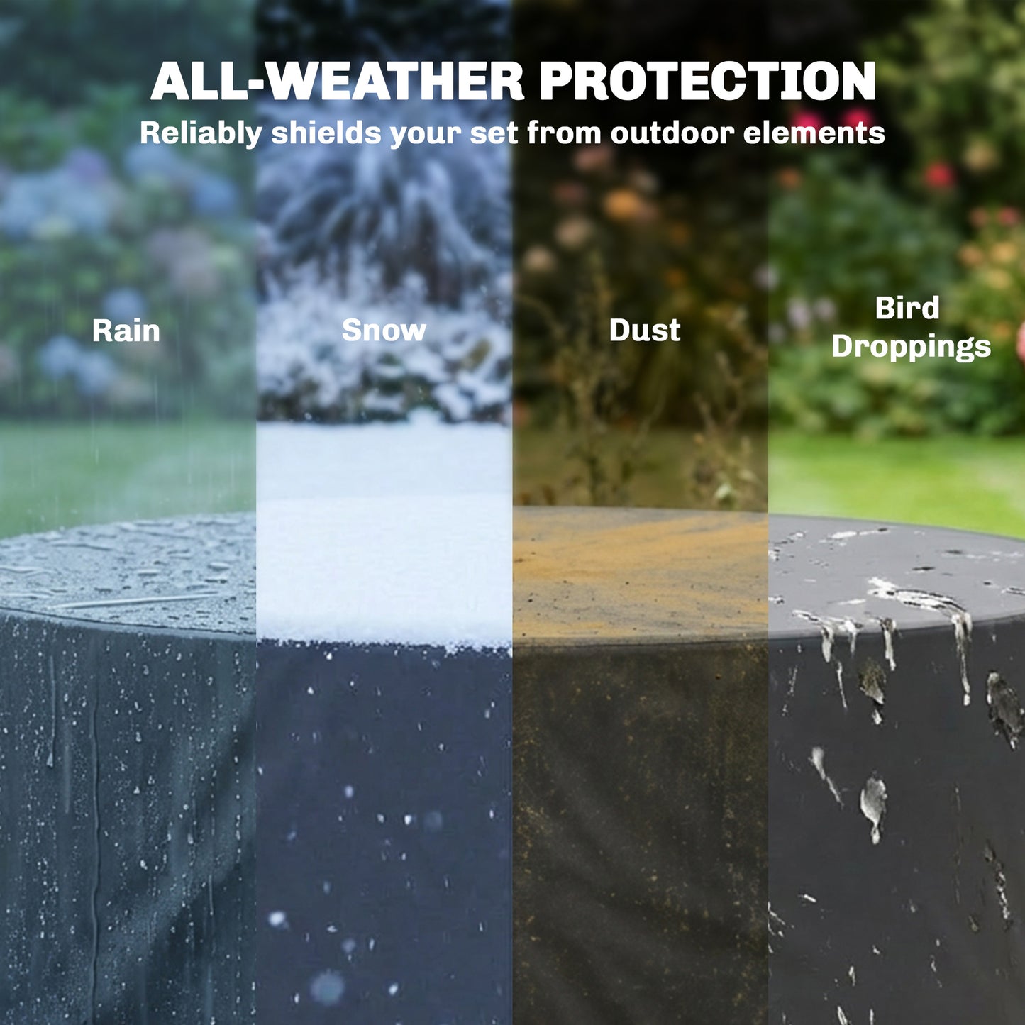 Outsunny Round Garden Furniture Cover Waterproof 420D Heavy Duty Oxford For Outdoor 214 Cm Diameter Black