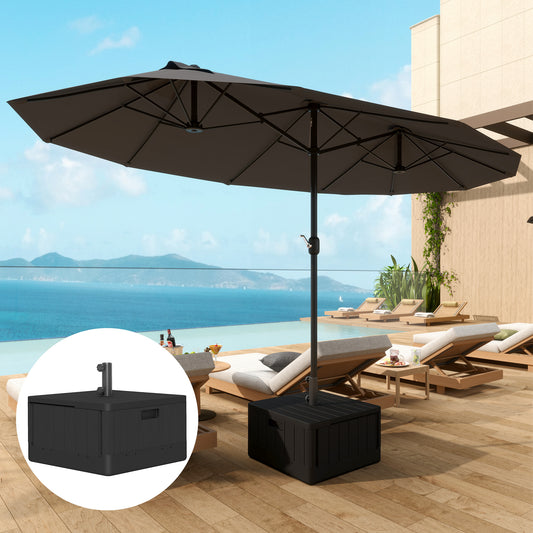 Outsunny Parasol Base With Wheels For 38 And 48 Millimeter Poles Heavy Duty Stand Up To 80 Kg Or 50 Kg Water Black