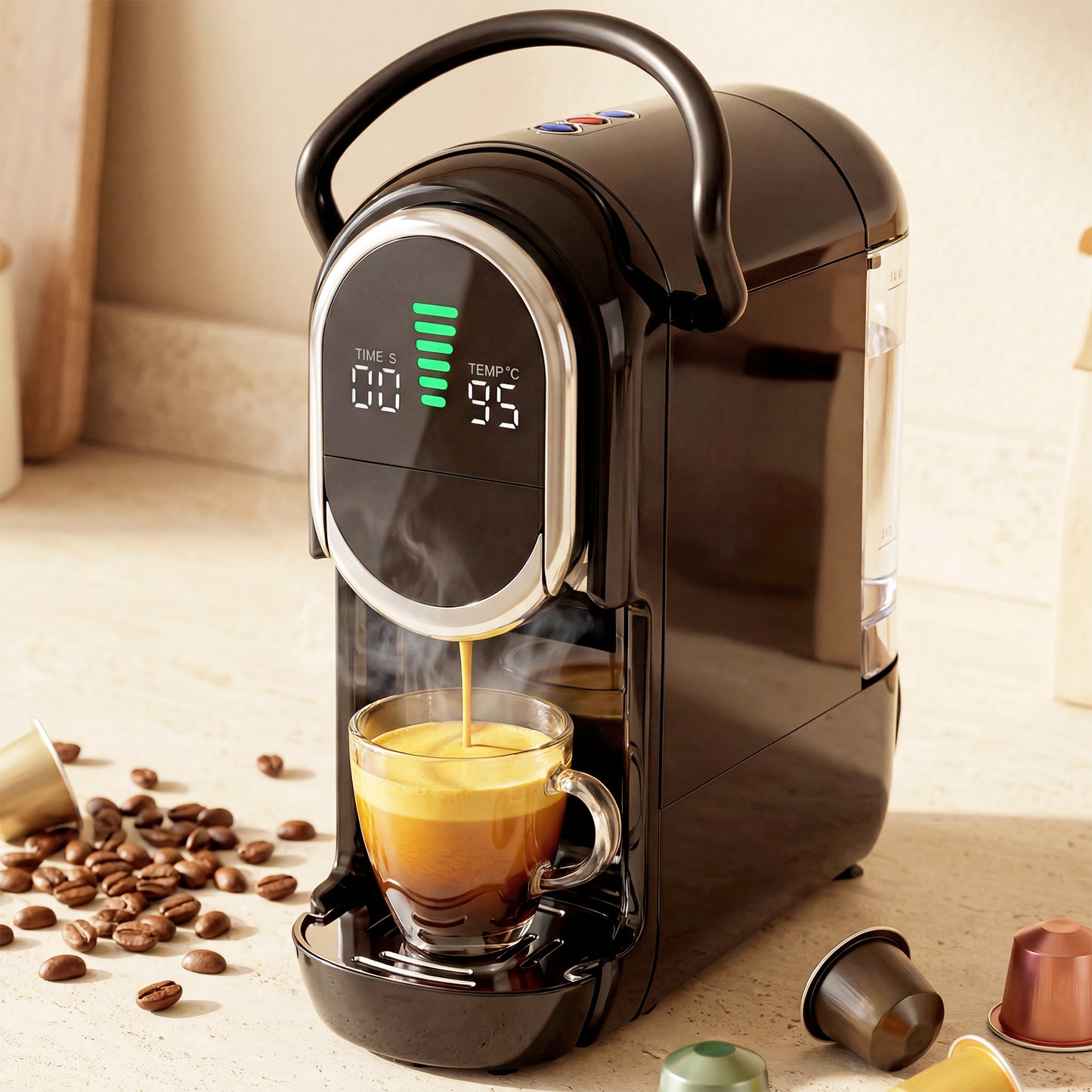 HOMCOM Pod Coffee Machine Nespresso Dolce Gusto Capsule And Ground Coffee 19 Bar Semi Automatic