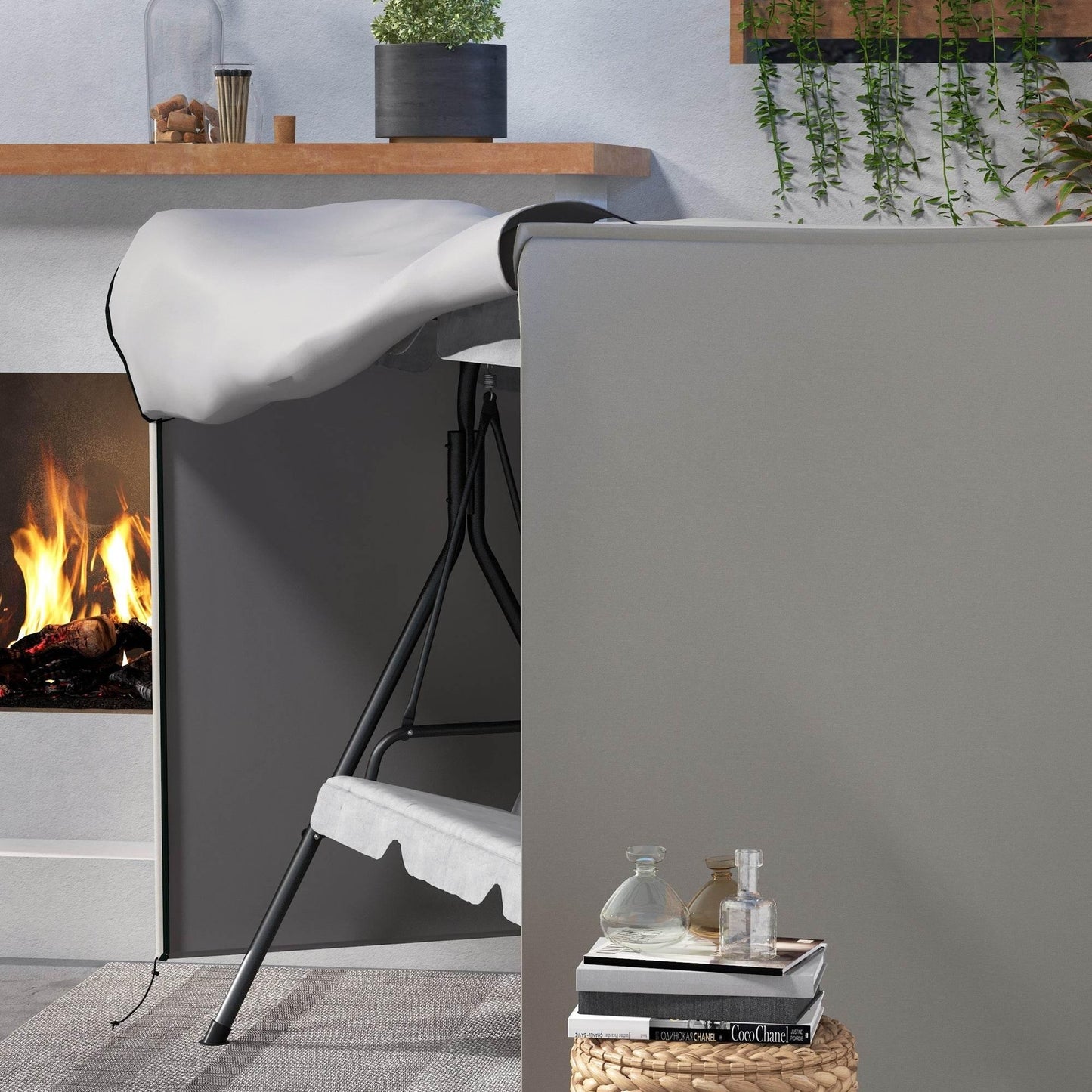 Outdoor Swing Chair Protective Cover - 205 x 124cm Grey Oxford Fabric - ALL4U RETAILER LTD