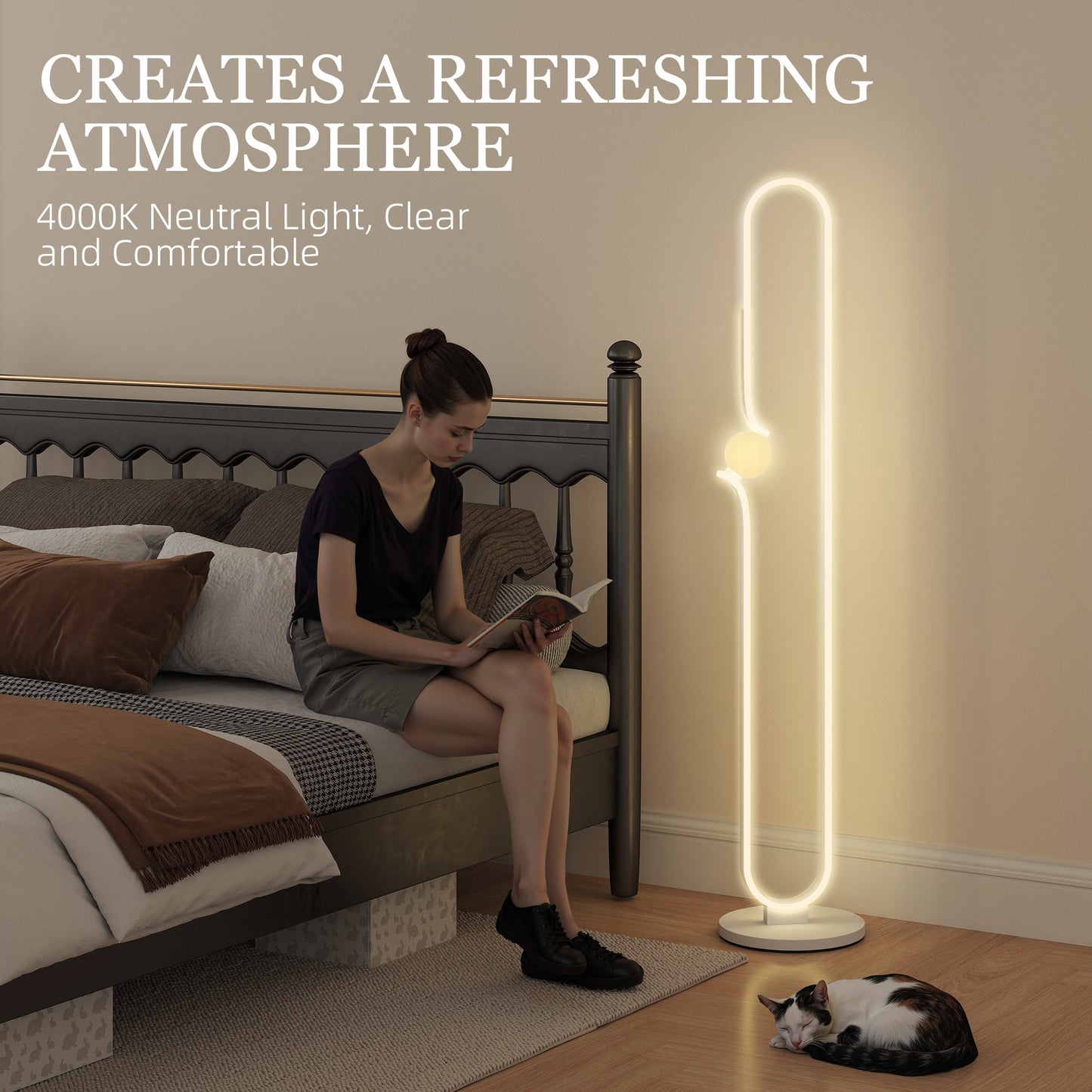 HOMCOM LED Floor Lamp Dimmable With Glass Night Light And Foot Switch For Living Room Bedroom Office White