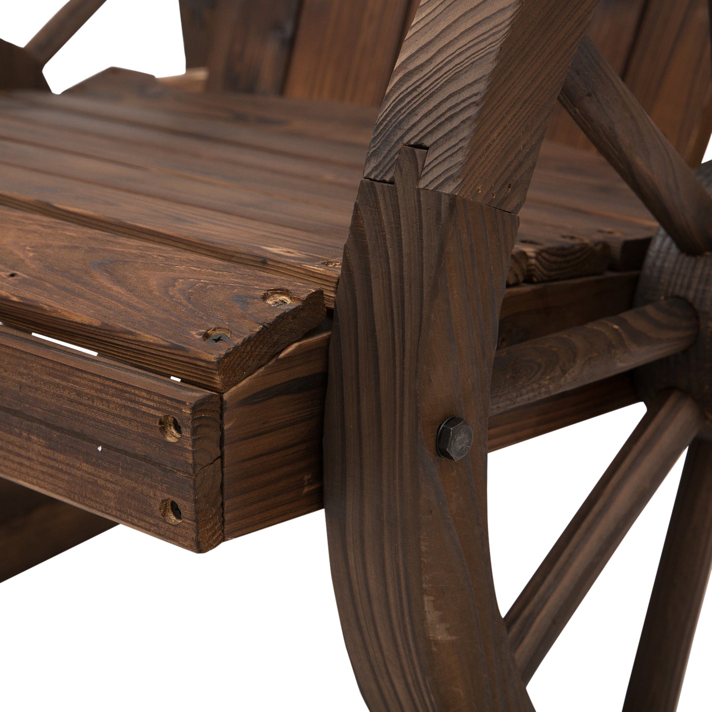 Outsunny 2 Piece Wooden Adirondack Rocking Chair Set With Reclining Back Outdoor Garden Patio Furniture Carbonized Wood