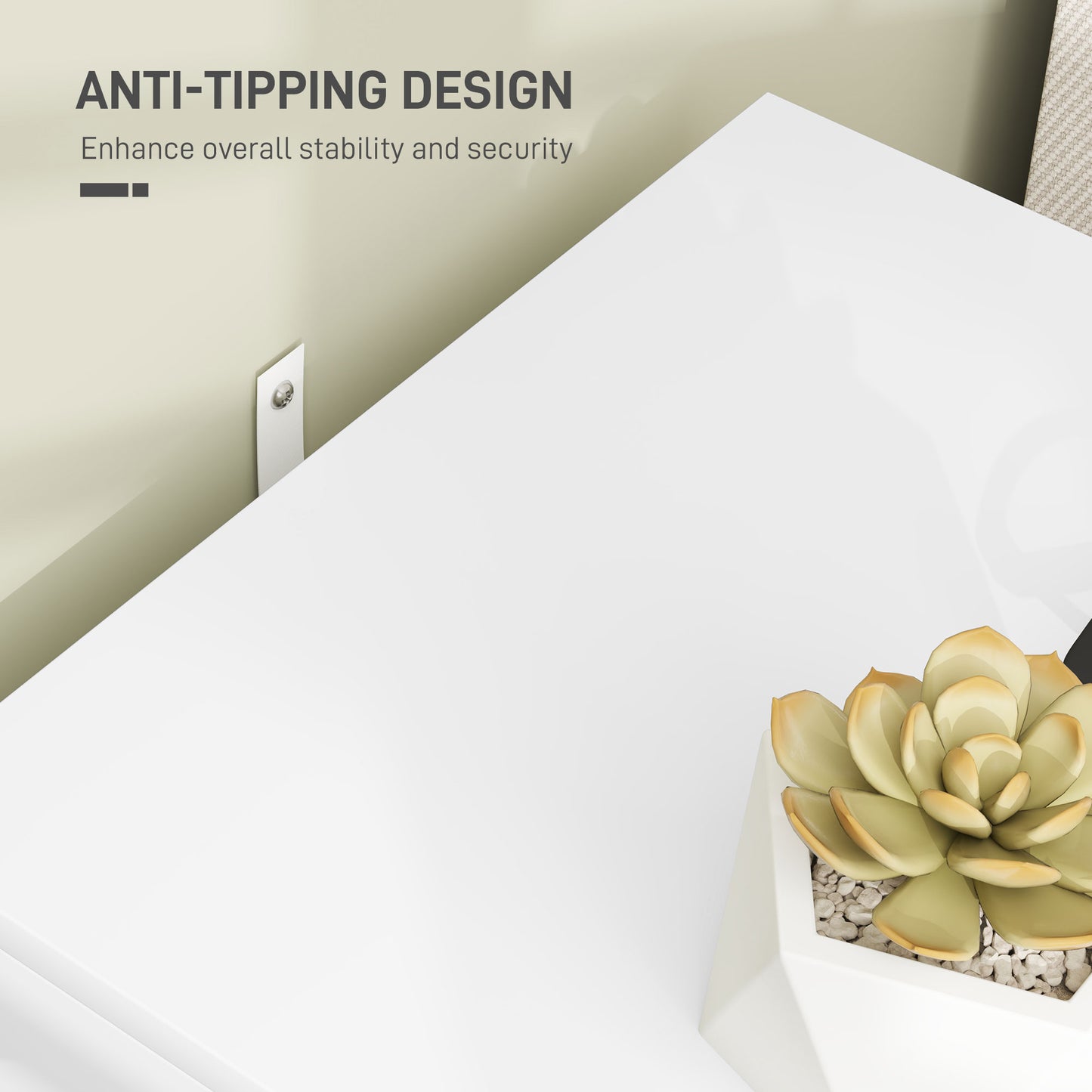 HOMCOM Elegant Two Drawers Bedside Table White With Gold Handles And Metal Base Frame
