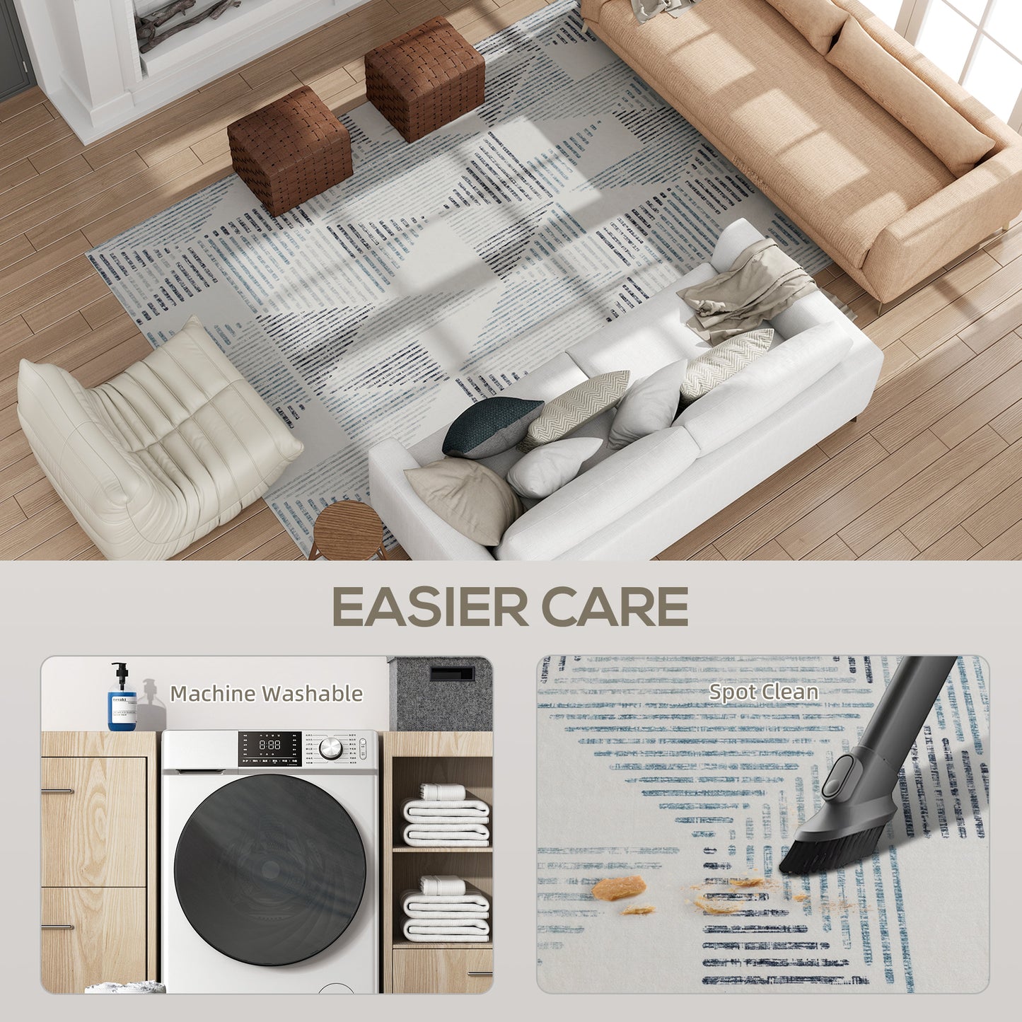 HOMCOM Modern Area Rug Geometric Pattern Non Slip Washable Soft Floor Carpet For Living Room 290 X 200 Cm Multi Colored