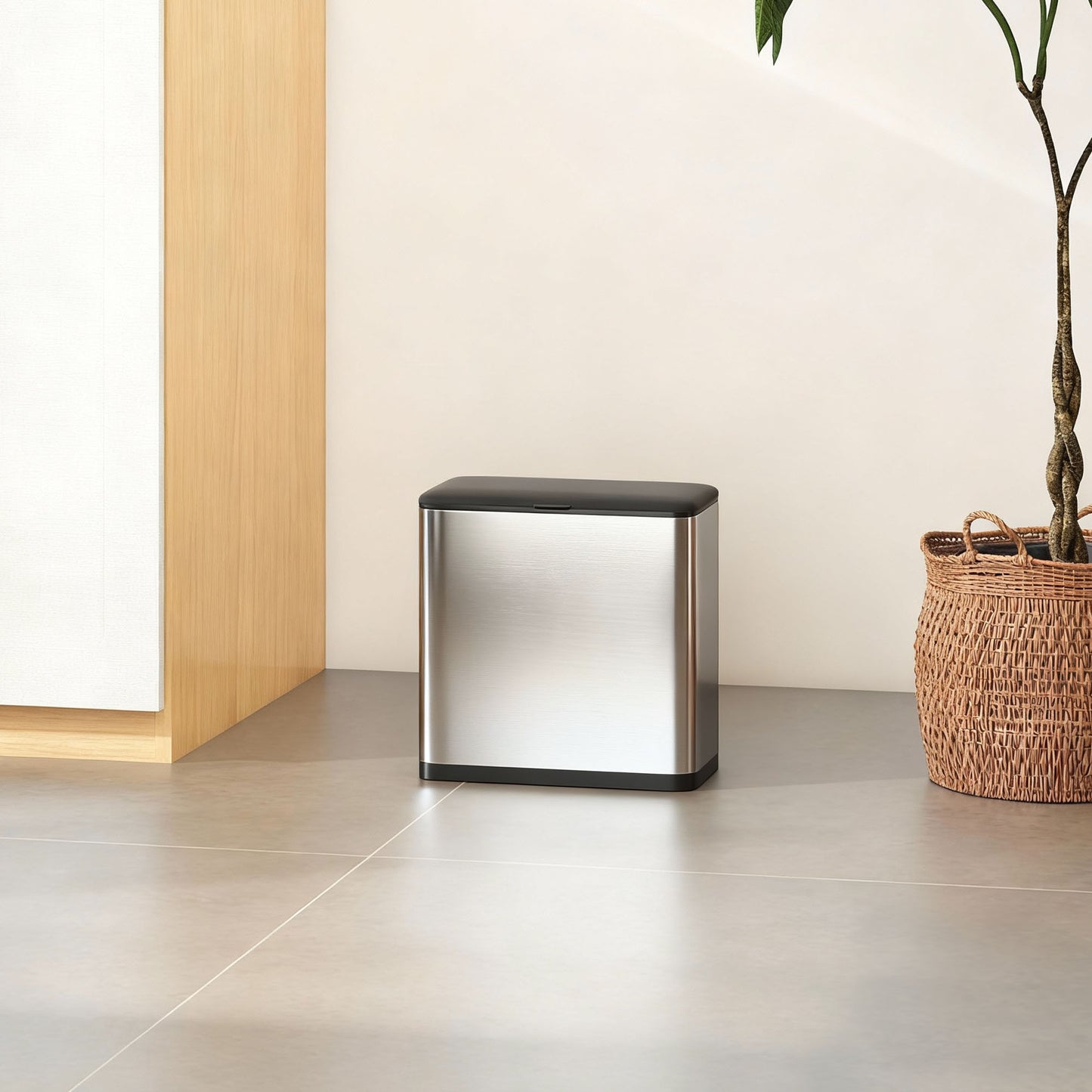 HOMCOM 8L Hanging Kitchen Bin With Stay Open Lid And Removable Inner Bucket For Under Cabinet Door Under Sink Office