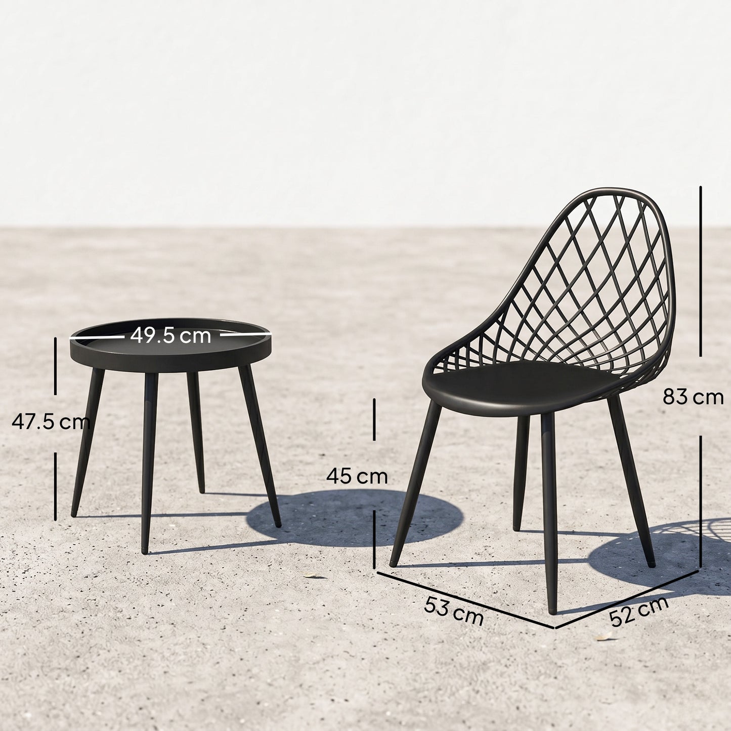 Outsunny 3 Piece Outdoor Bistro Set With 2 Chairs And Round Table For Garden Balcony Porch Black
