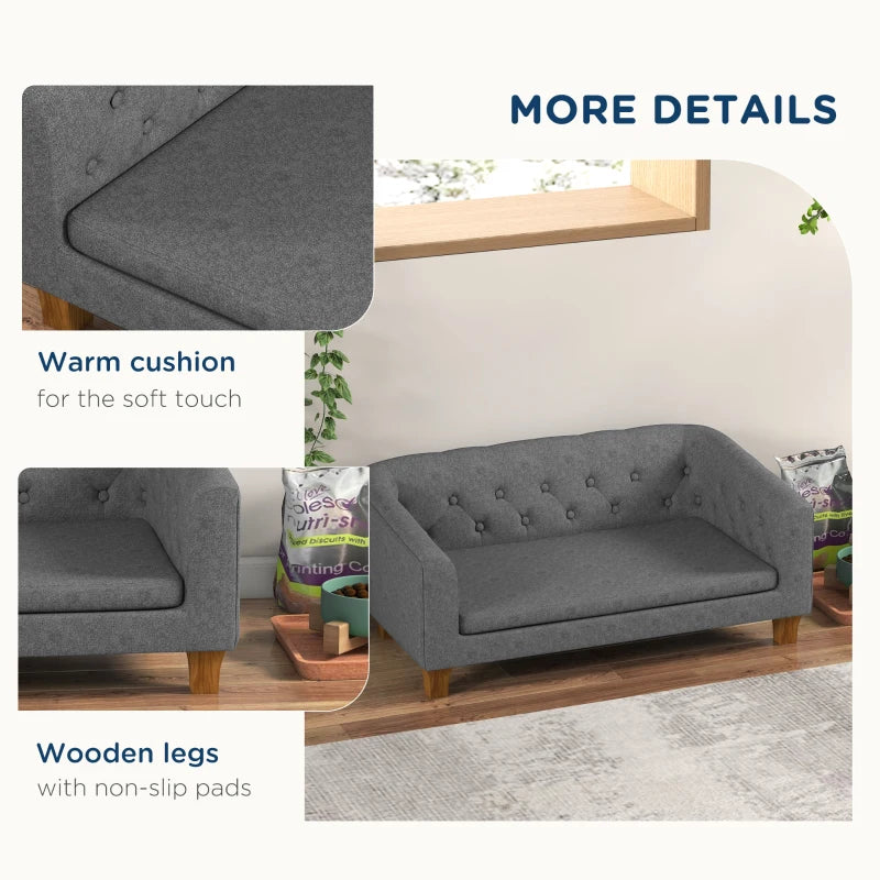 PawHut Medium Dog Sofa Bed with Soft Cushion - Grey