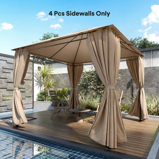 Outsunny 4 Pack Replacement Gazebo Curtains For 3x3m Gazebo Privacy Panels Khaki UPF30 Polyester