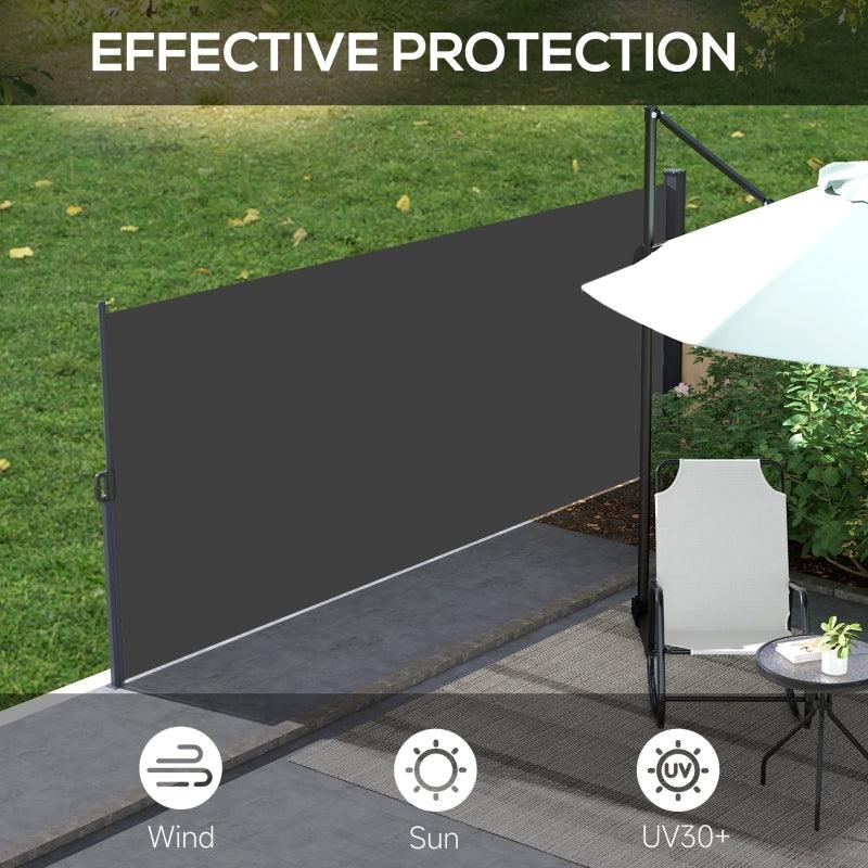 Outsunny Retractable Side Awning - Outdoor Privacy Screen for Garden, Hot Tub, Balcony, Terrace, Pool - 400 x 180cm - Black - ALL4U RETAILER LTD