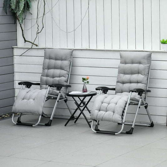 Outsunny 2 Piece Zero Gravity Chair with Cushion, Light Grey - ALL4U RETAILER LTD