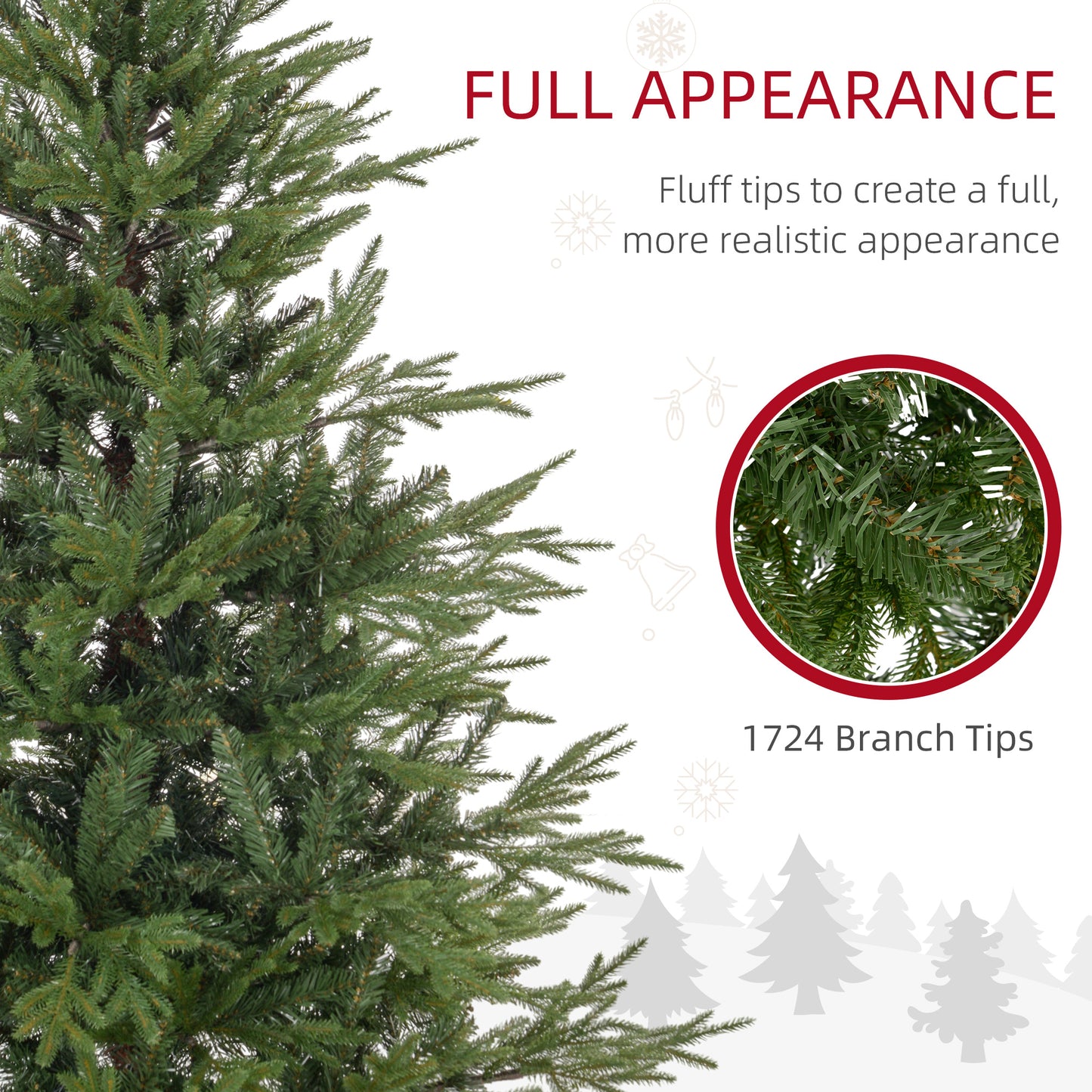 HOMCOM 5ft Realistic Artificial Christmas Tree with 1724 Tips and Metal Base – Easy Assembly, Perfect for Indoor Holiday Decor - ALL4U RETAILER LTD