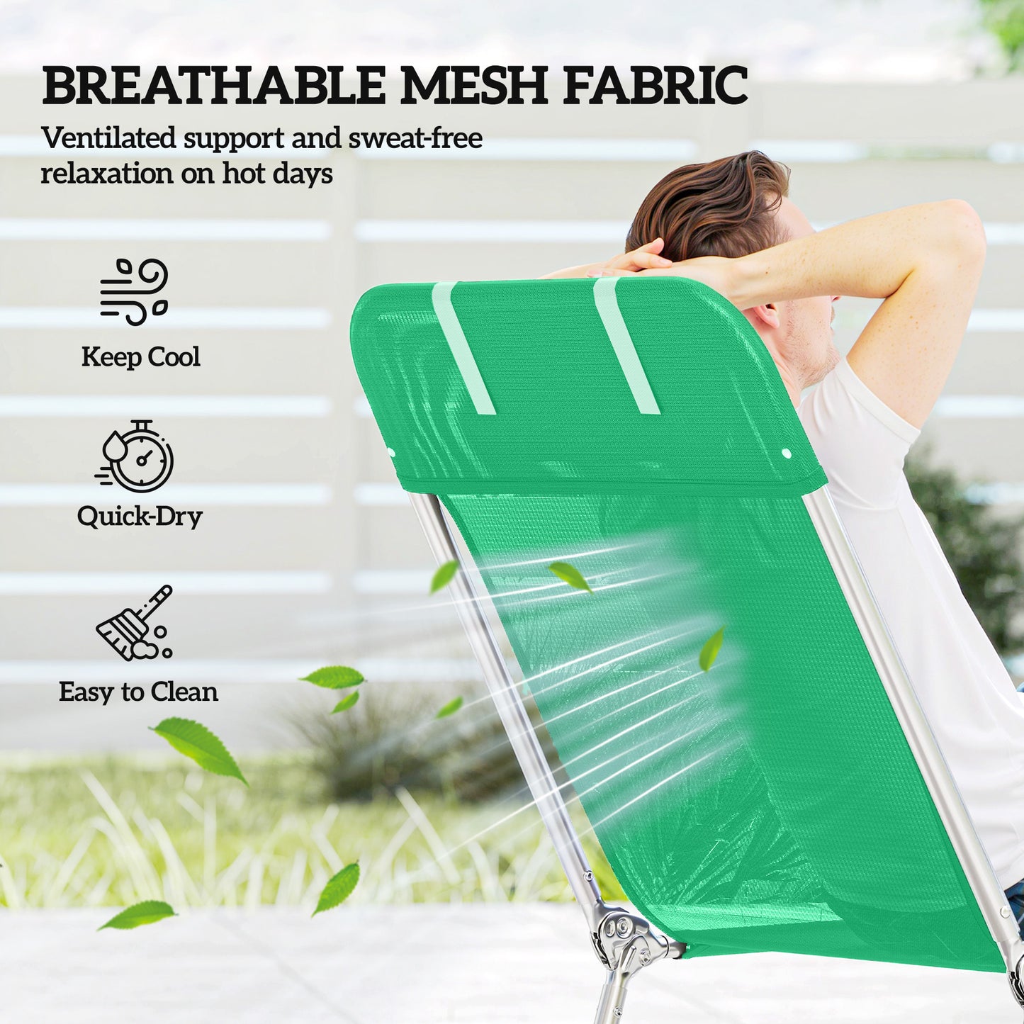 Outsunny Folding Sun Lounger With Steel Frame Reclining Backrest Soft Fabric Seat And Pillow Dark Green