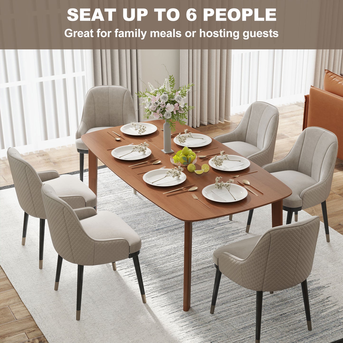 HOMCOM Pine Wood Rectangular Dining Table Light Brown Ideal For Small Spaces Seats Six With Round Corners