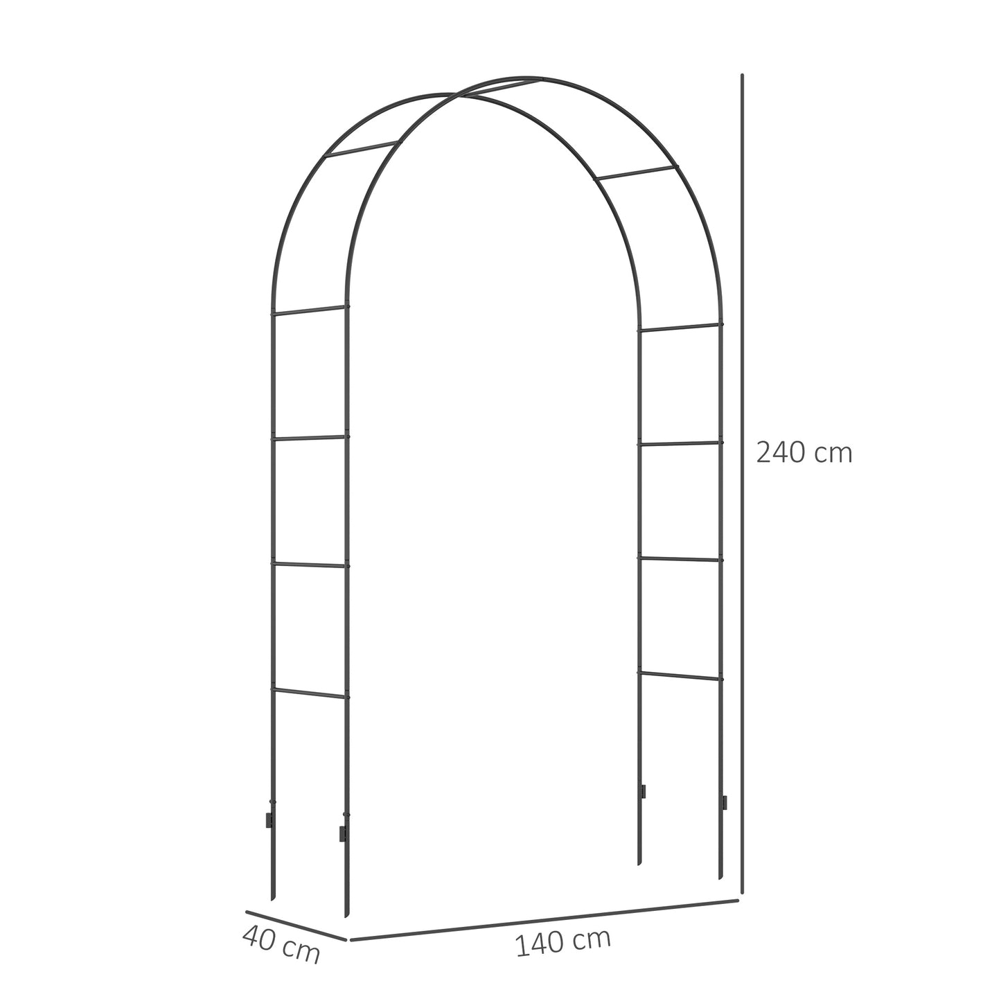 Outsunny Outdoor Garden Arch Metal Arbor For Climbing Plants Roses Vines Wedding Arch Outdoor 140L X 40W X 240H Cm Black